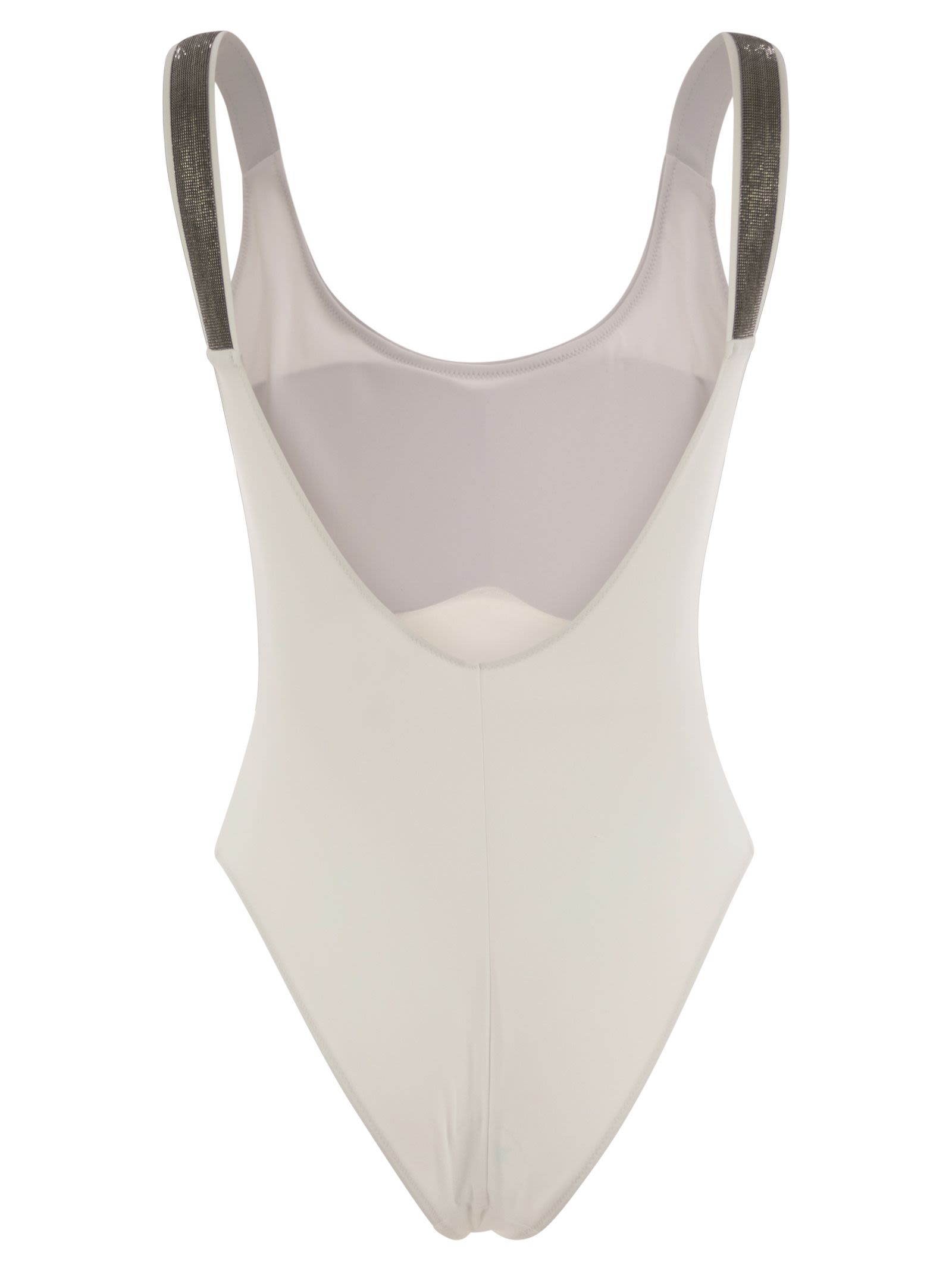 Brunello Cucinelli Women One-Piece Swimming Costume In Techno Jersey With Necklace BRUNELLO CUCINELLI