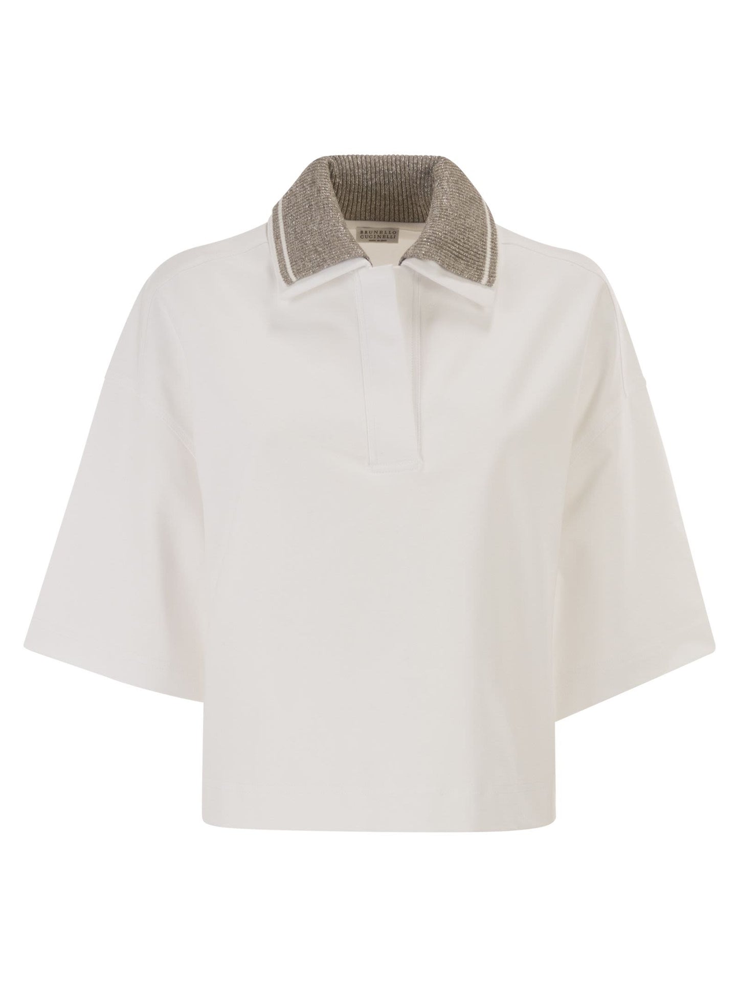 Brunello Cucinelli Women Interlock Couture Polo Shirt With Sparkling Knitted Collar BRUNELLO CUCINELLI