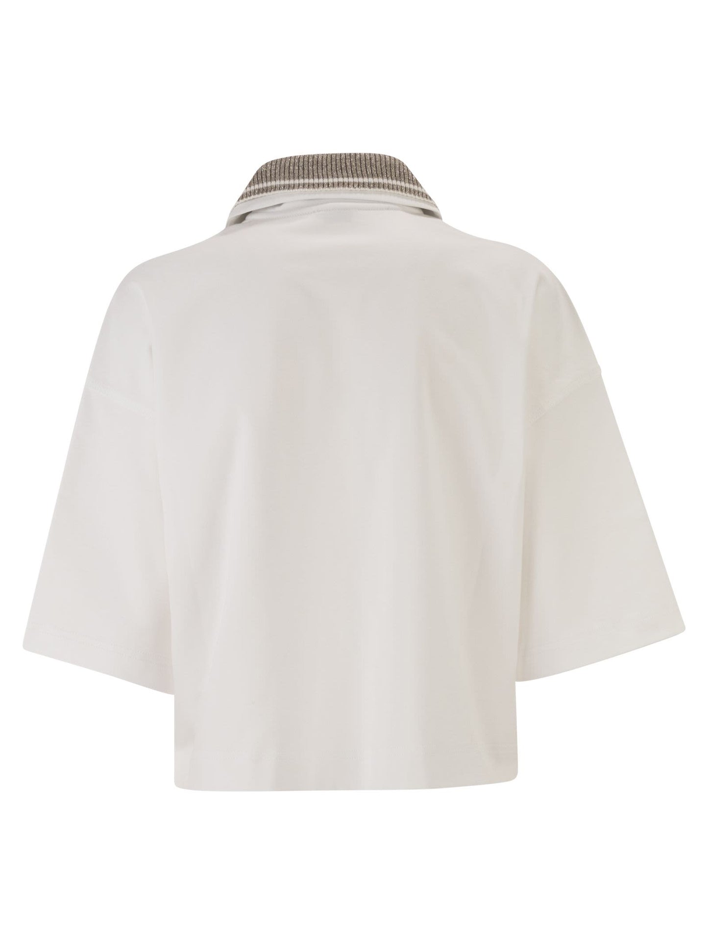 Brunello Cucinelli Women Interlock Couture Polo Shirt With Sparkling Knitted Collar BRUNELLO CUCINELLI