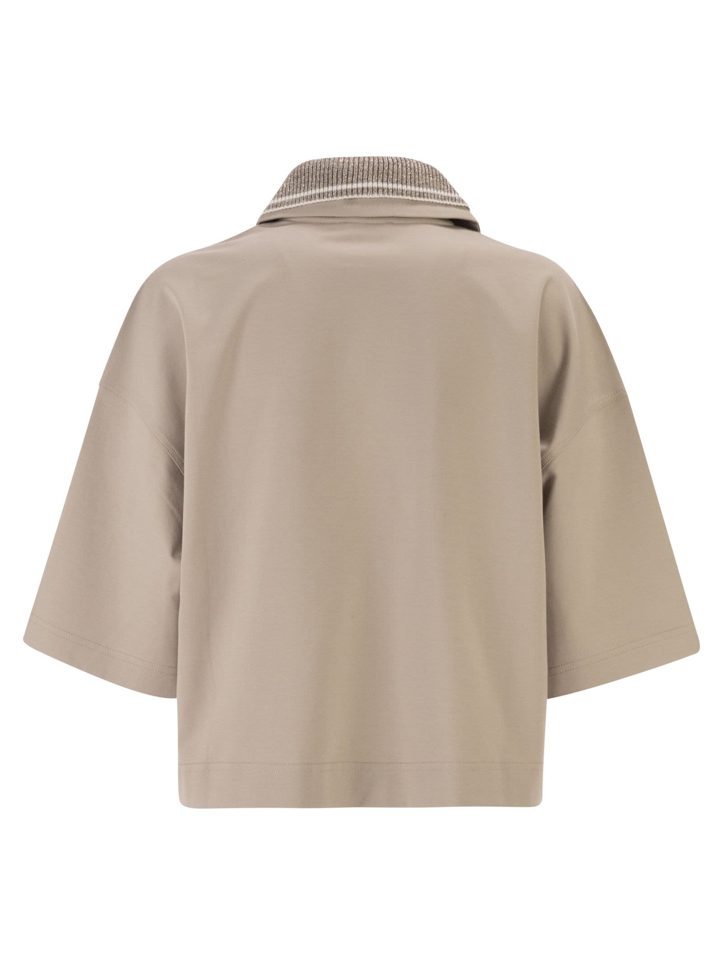 Brunello Cucinelli Women Interlock Couture Polo Shirt With Sparkling Knitted Collar