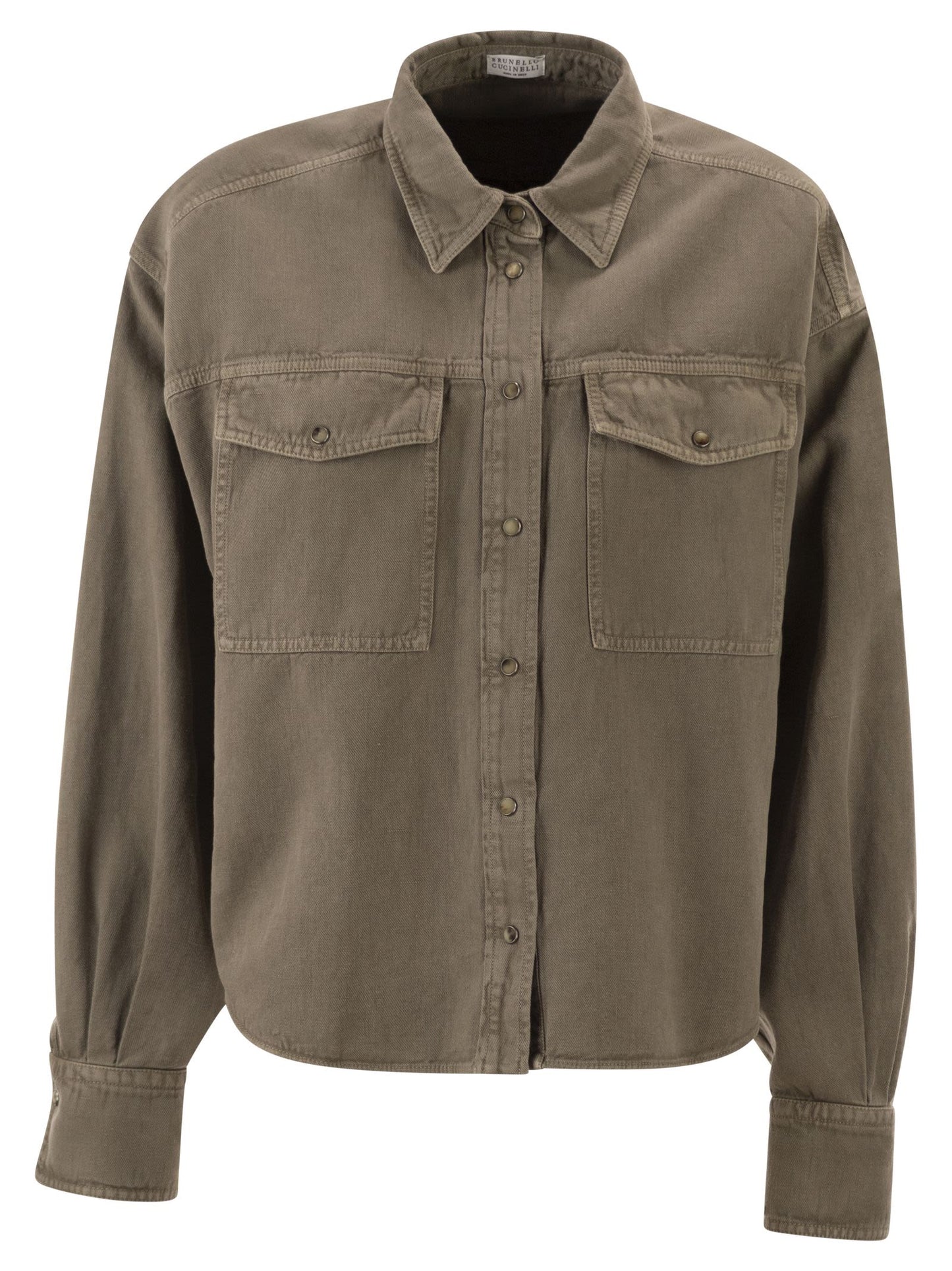 Brunello Cucinelli Women Shirt In Garment-Dyed Cotton And Linen Cover BRUNELLO CUCINELLI