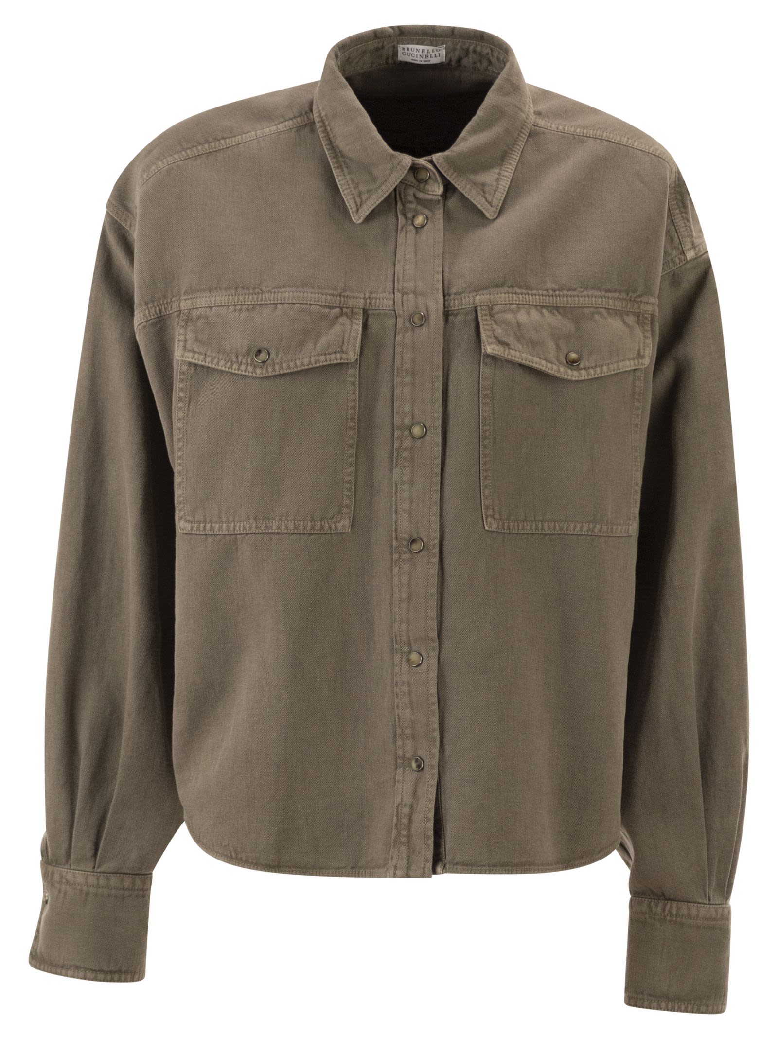 Brunello Cucinelli Women Shirt In Garment-Dyed Cotton And Linen Cover BRUNELLO CUCINELLI