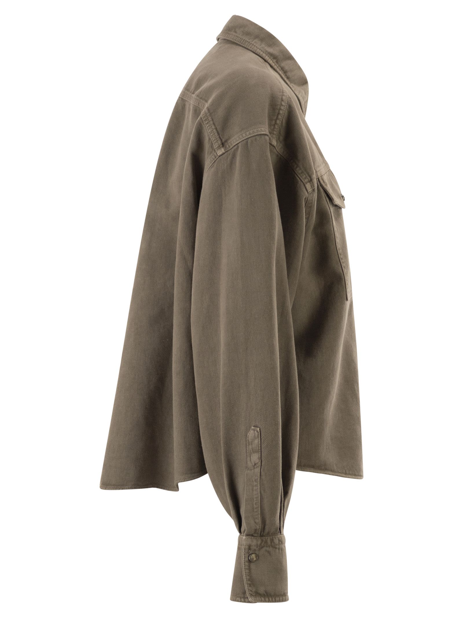 Brunello Cucinelli Women Shirt In Garment-Dyed Cotton And Linen Cover BRUNELLO CUCINELLI