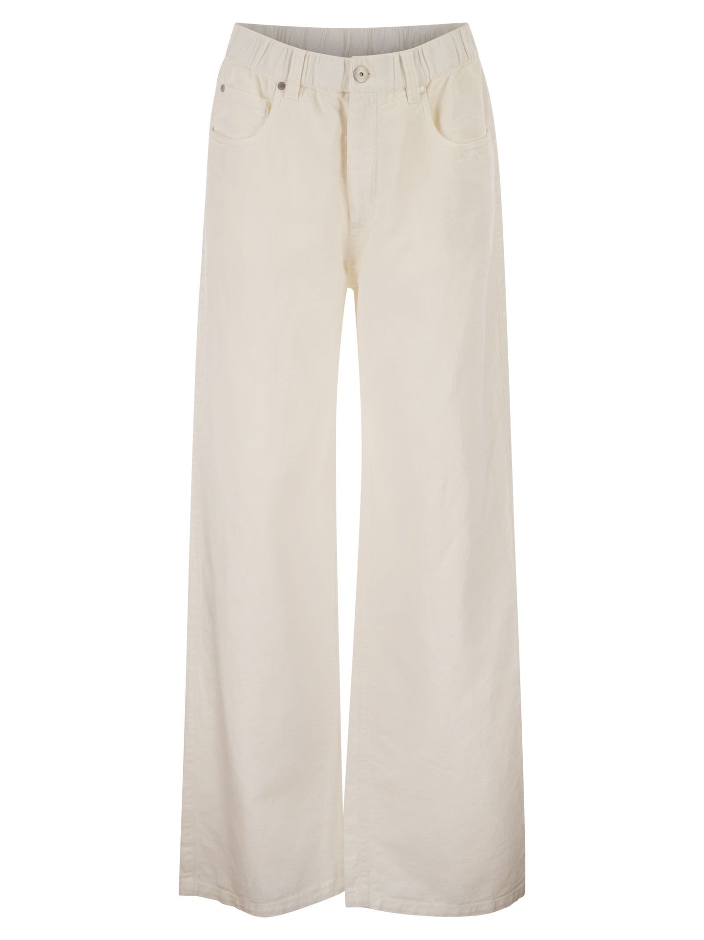 Brunello Cucinelli Women Contemporary Trousers In Garment-Dyed Cotton And Linen Cover With Monile BRUNELLO CUCINELLI