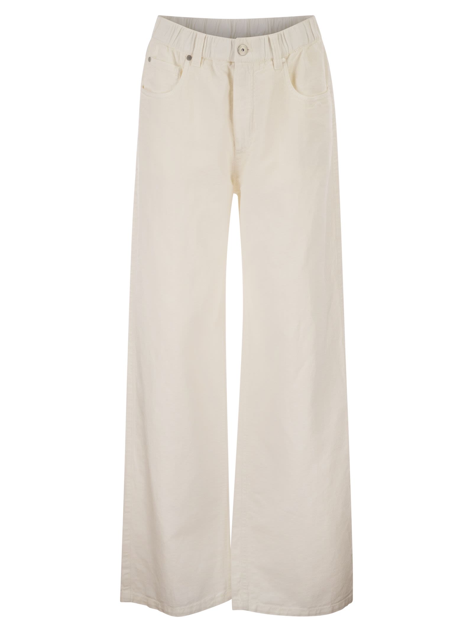 Brunello Cucinelli Women Contemporary Trousers In Garment-Dyed Cotton And Linen Cover With Monile BRUNELLO CUCINELLI