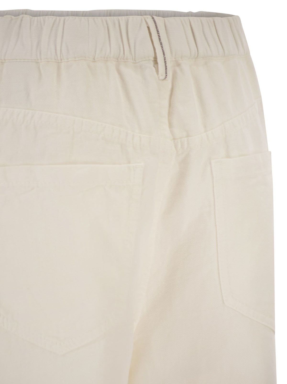 Brunello Cucinelli Women Contemporary Trousers In Garment-Dyed Cotton And Linen Cover With Monile BRUNELLO CUCINELLI