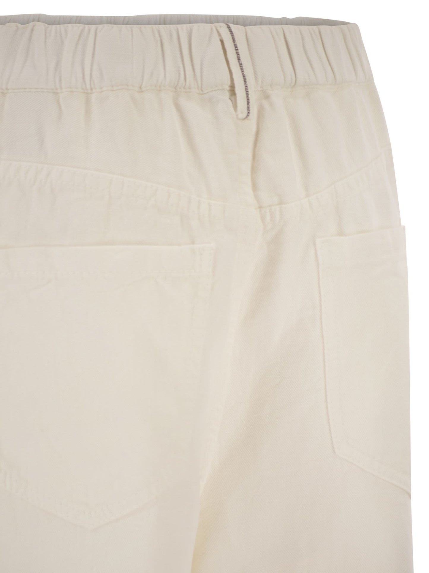Brunello Cucinelli Women Contemporary Trousers In Garment-Dyed Cotton And Linen Cover With Monile BRUNELLO CUCINELLI