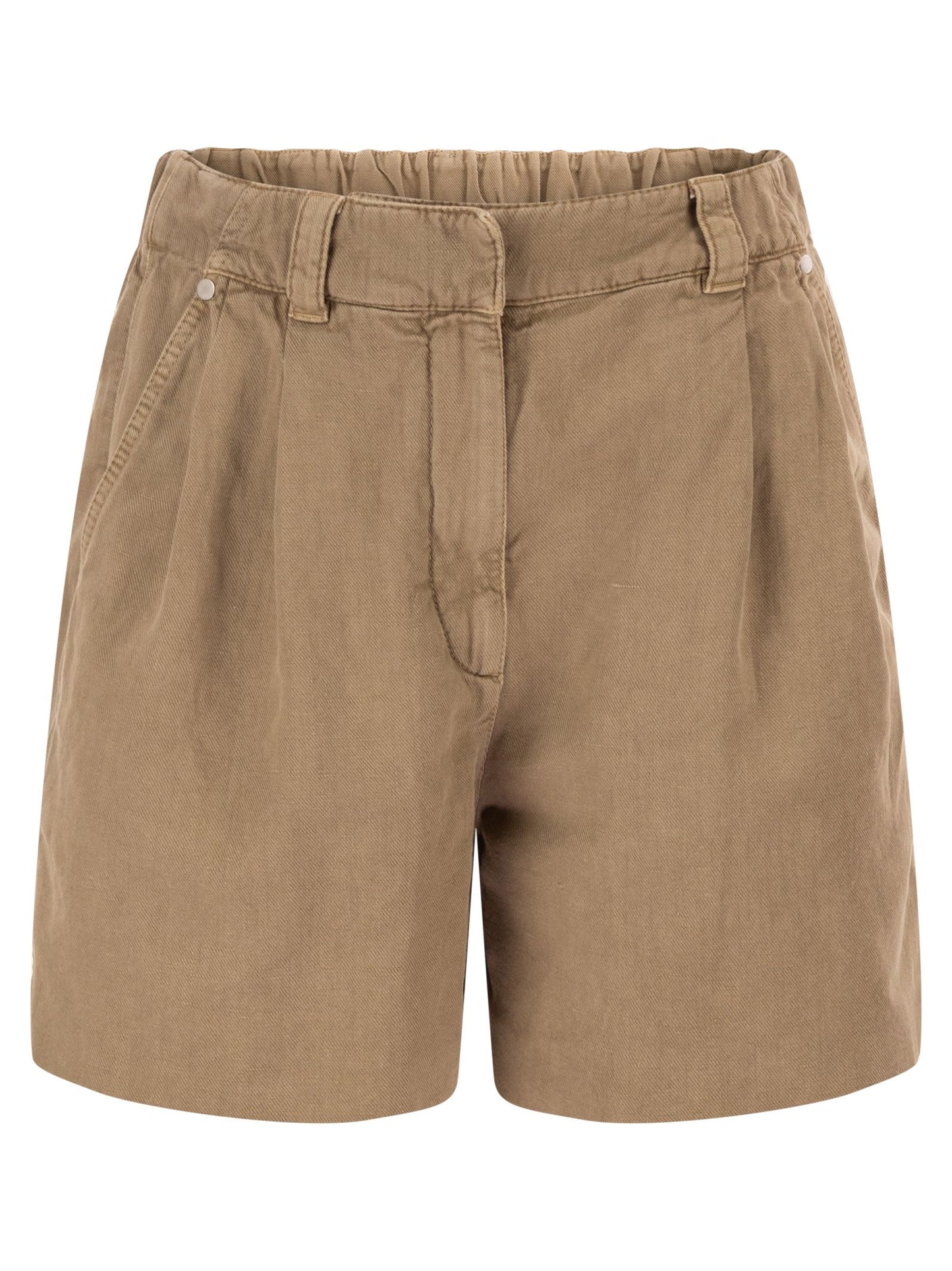 Brunello Cucinelli Women Cotton And Linen Shorts With Jewellery BRUNELLO CUCINELLI