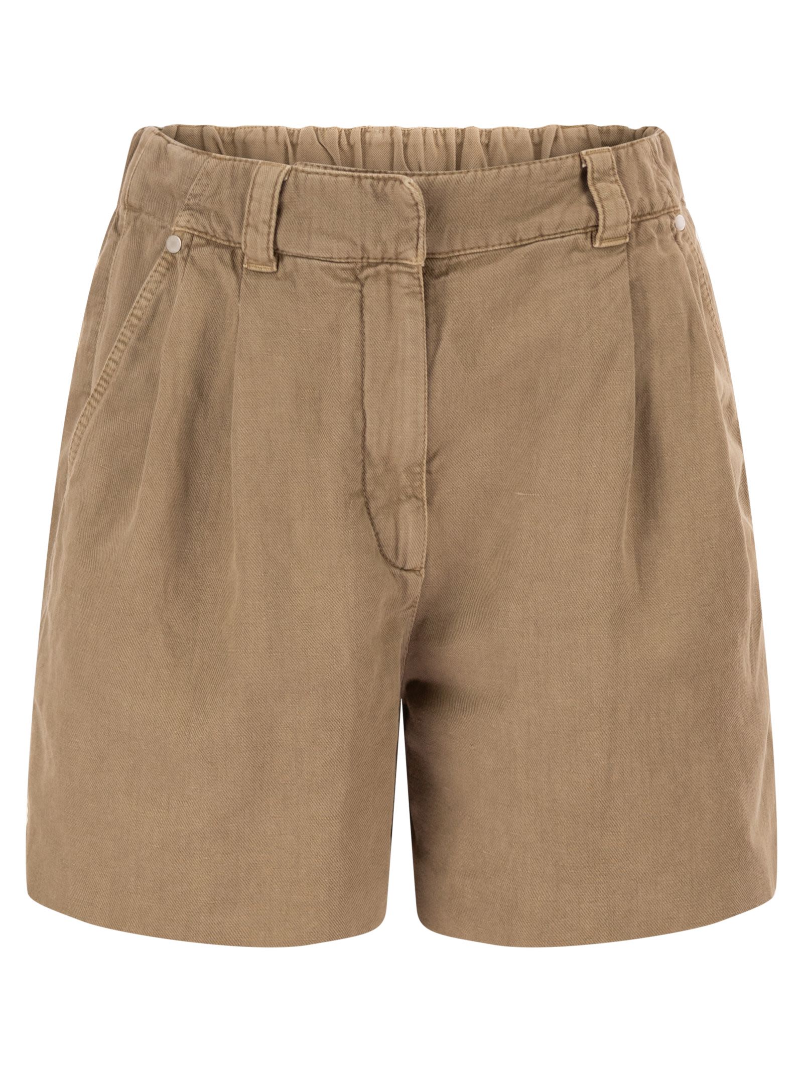 Brunello Cucinelli Women Cotton And Linen Shorts With Jewellery BRUNELLO CUCINELLI