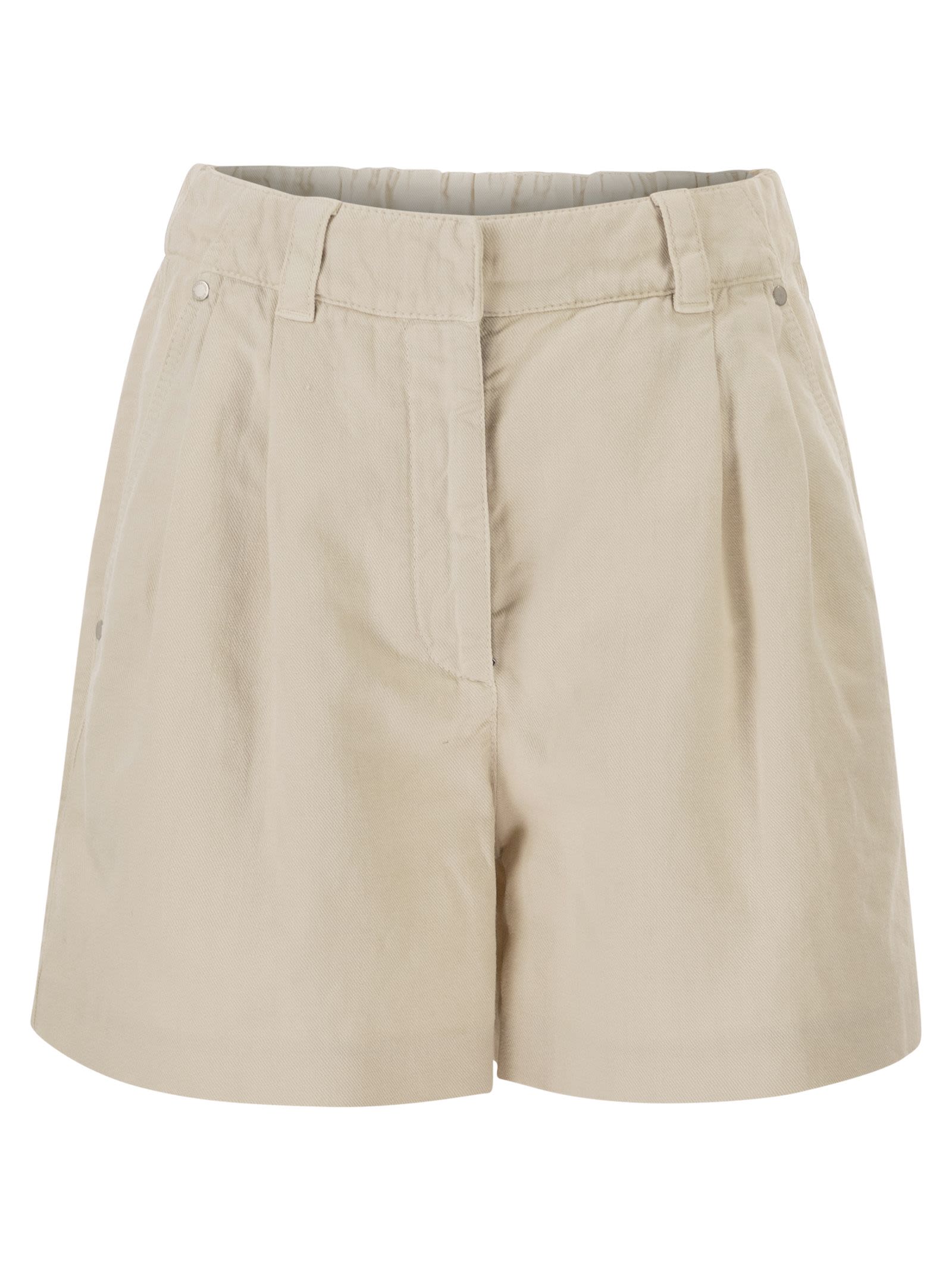 Brunello Cucinelli Women Cotton And Linen Shorts With Jewellery BRUNELLO CUCINELLI