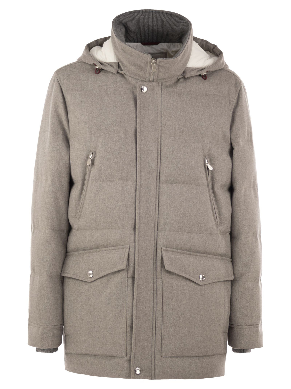 Brunello Cucinelli Men Wool Down Jacket With Detachable Hood BRUNELLO CUCINELLI