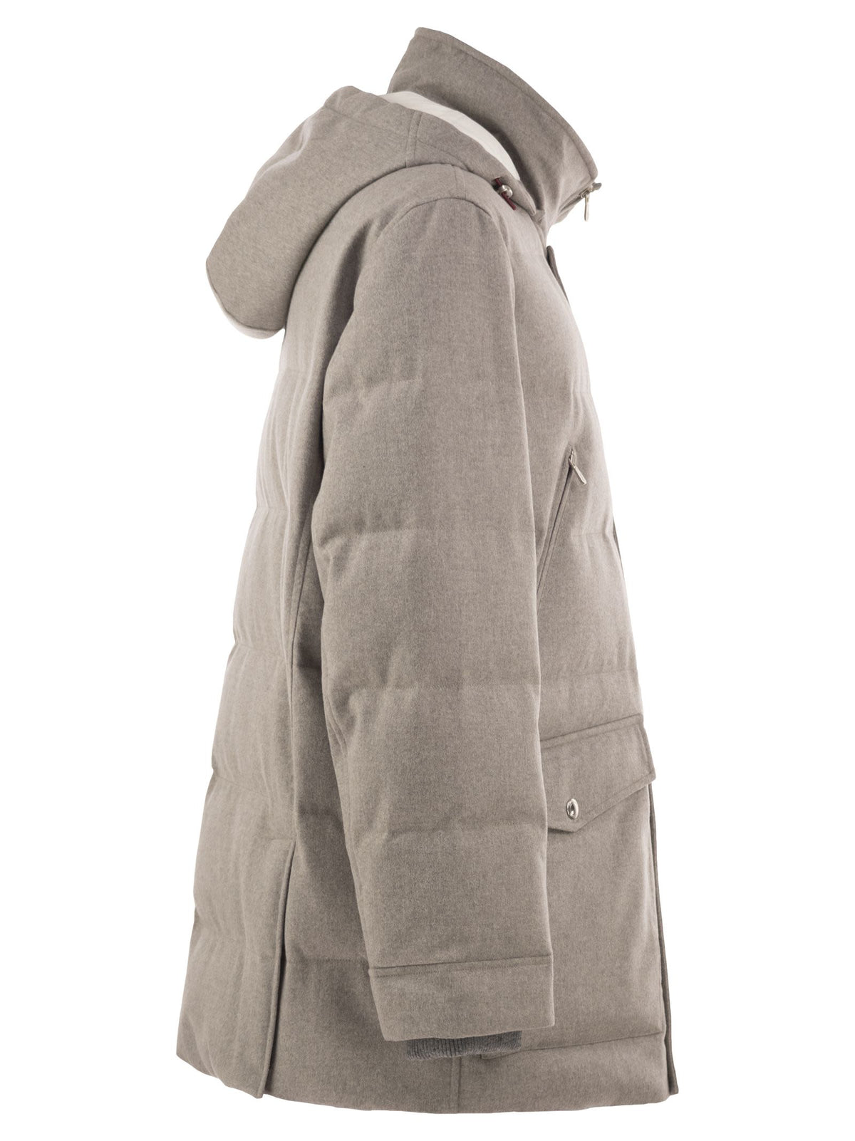 Brunello Cucinelli Men Wool Down Jacket With Detachable Hood BRUNELLO CUCINELLI