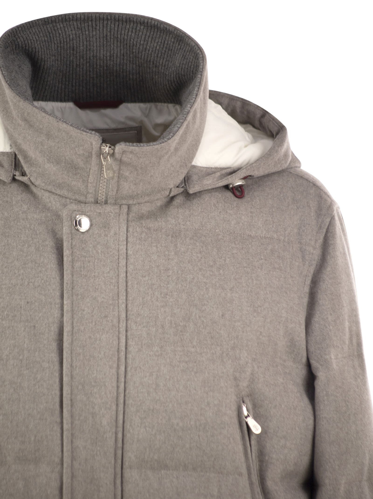 Brunello Cucinelli Men Wool Down Jacket With Detachable Hood BRUNELLO CUCINELLI