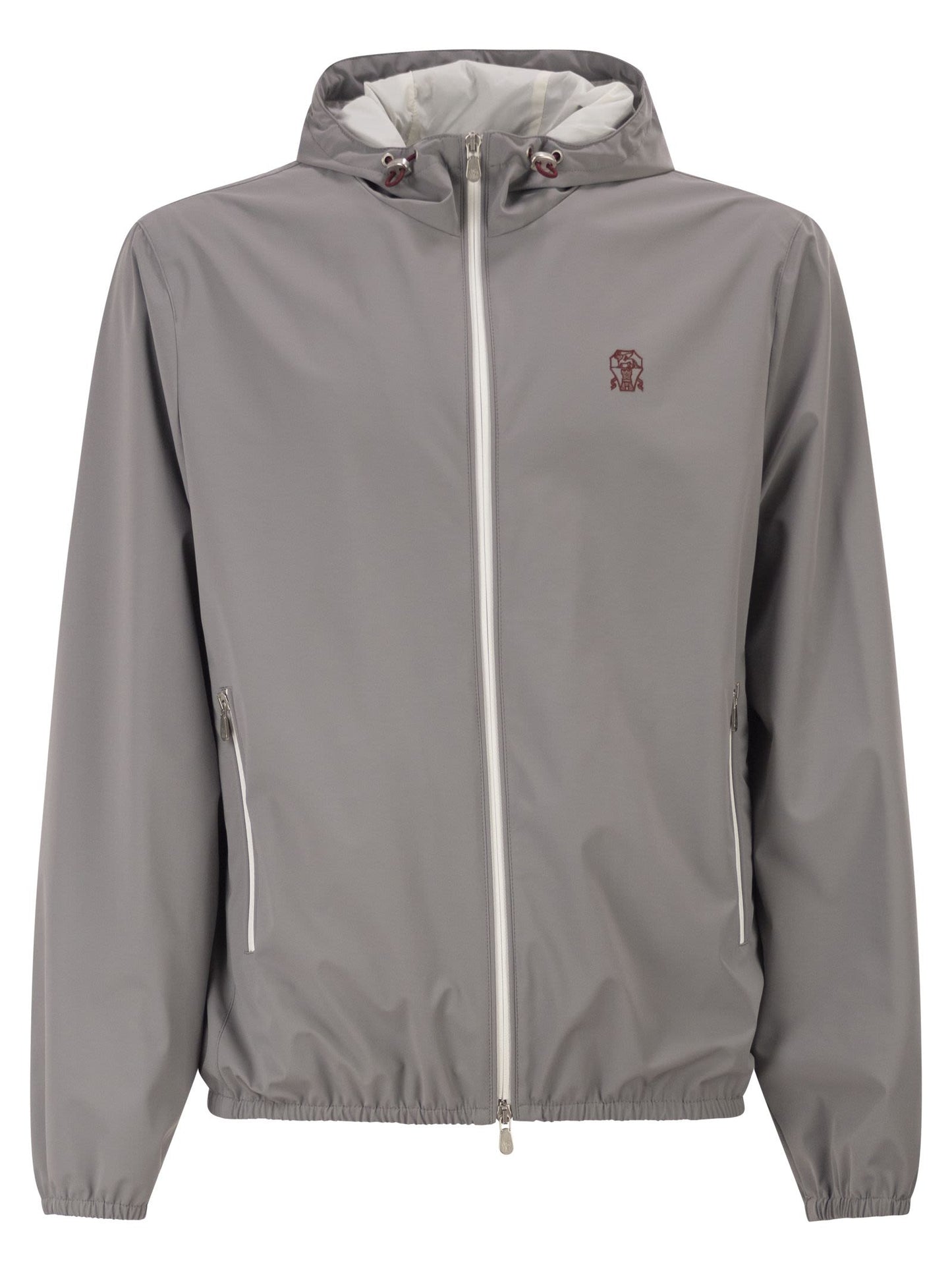 Brunello Cucinelli Men Membranated Nylon Jacket With Logo And Hood BRUNELLO CUCINELLI