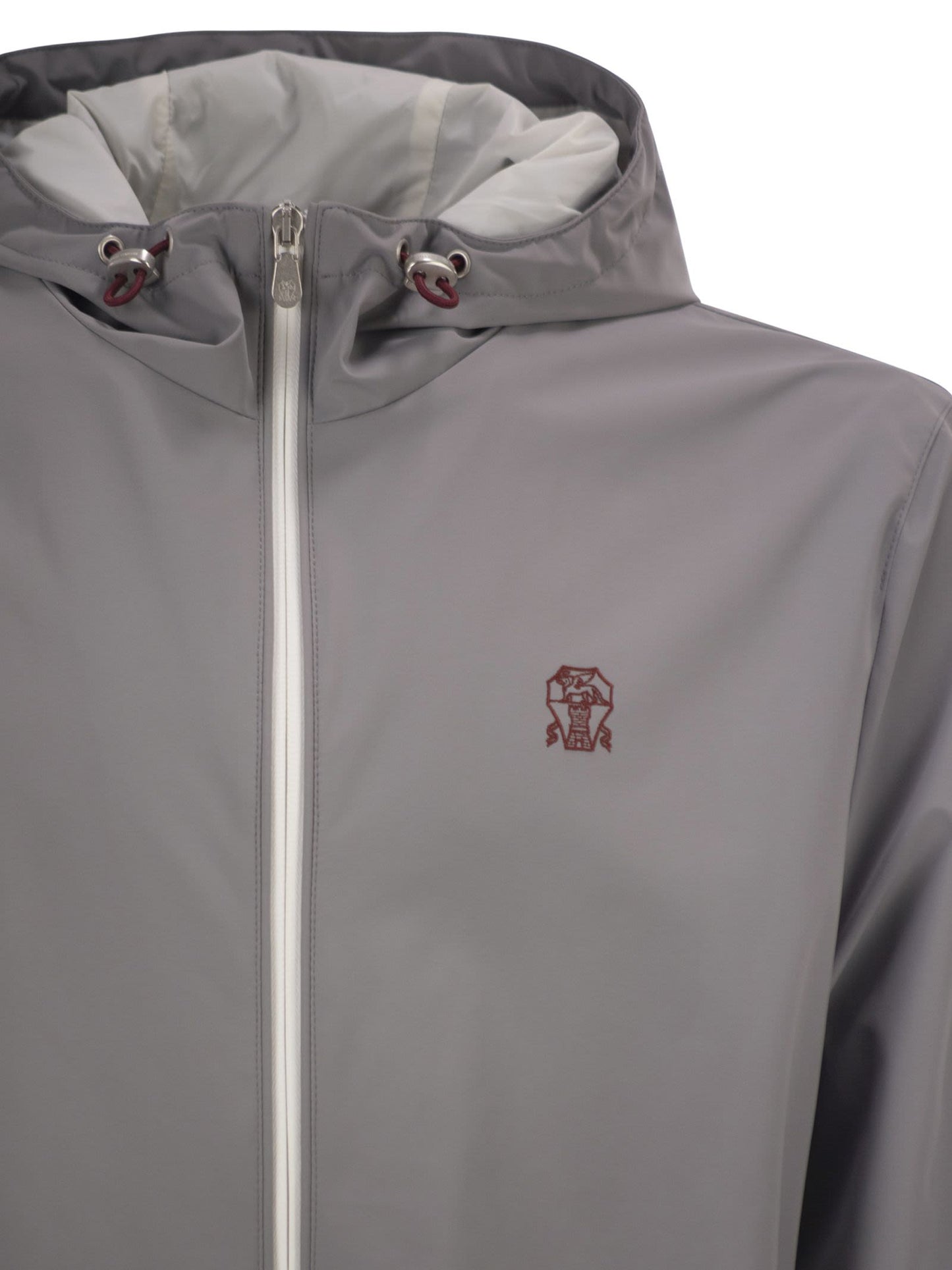 Brunello Cucinelli Men Membranated Nylon Jacket With Logo And Hood BRUNELLO CUCINELLI