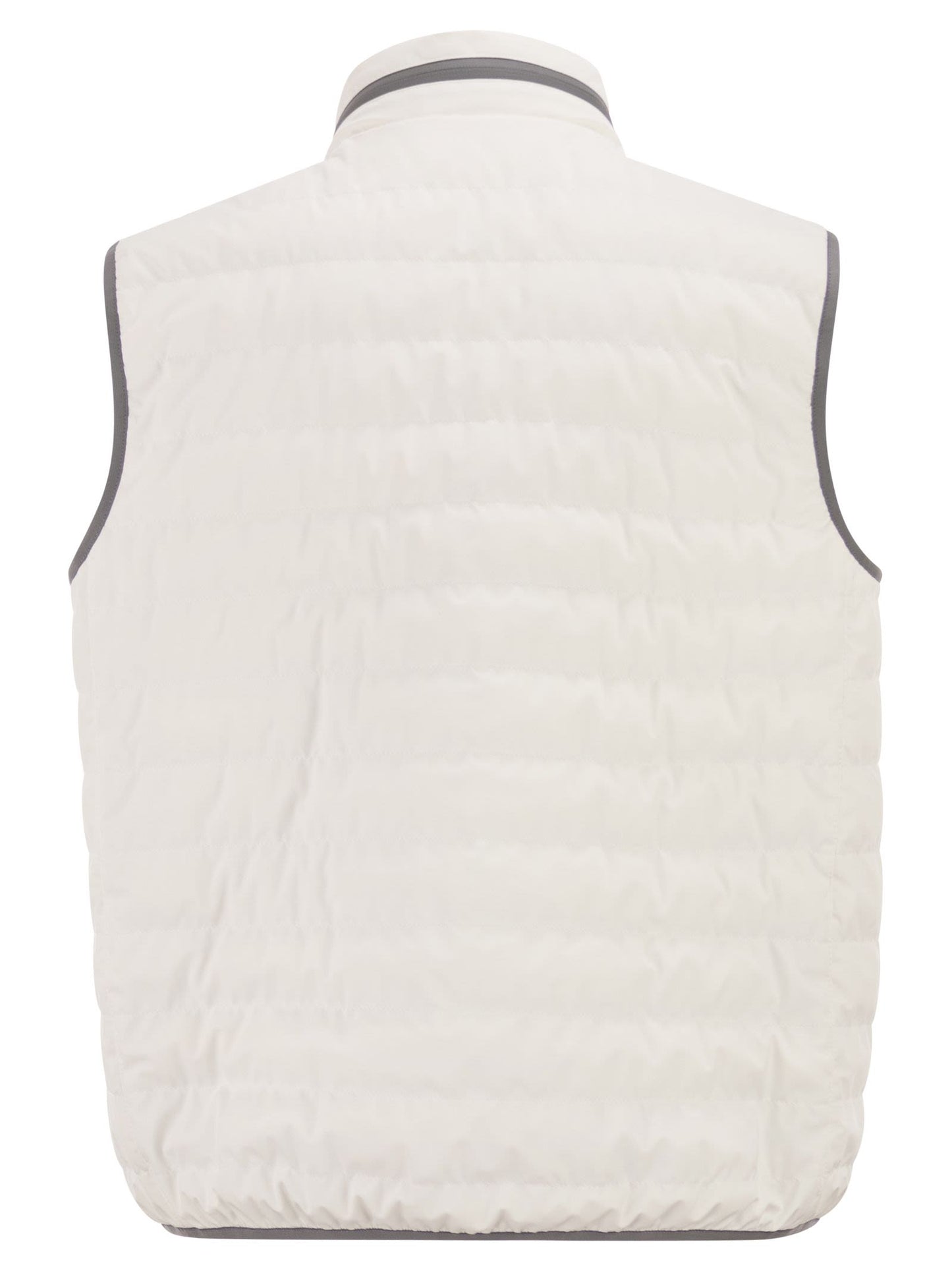 Brunello Cucinelli Men Sleeveless Nylon Down Jacket With Logo And Removable Hood BRUNELLO CUCINELLI