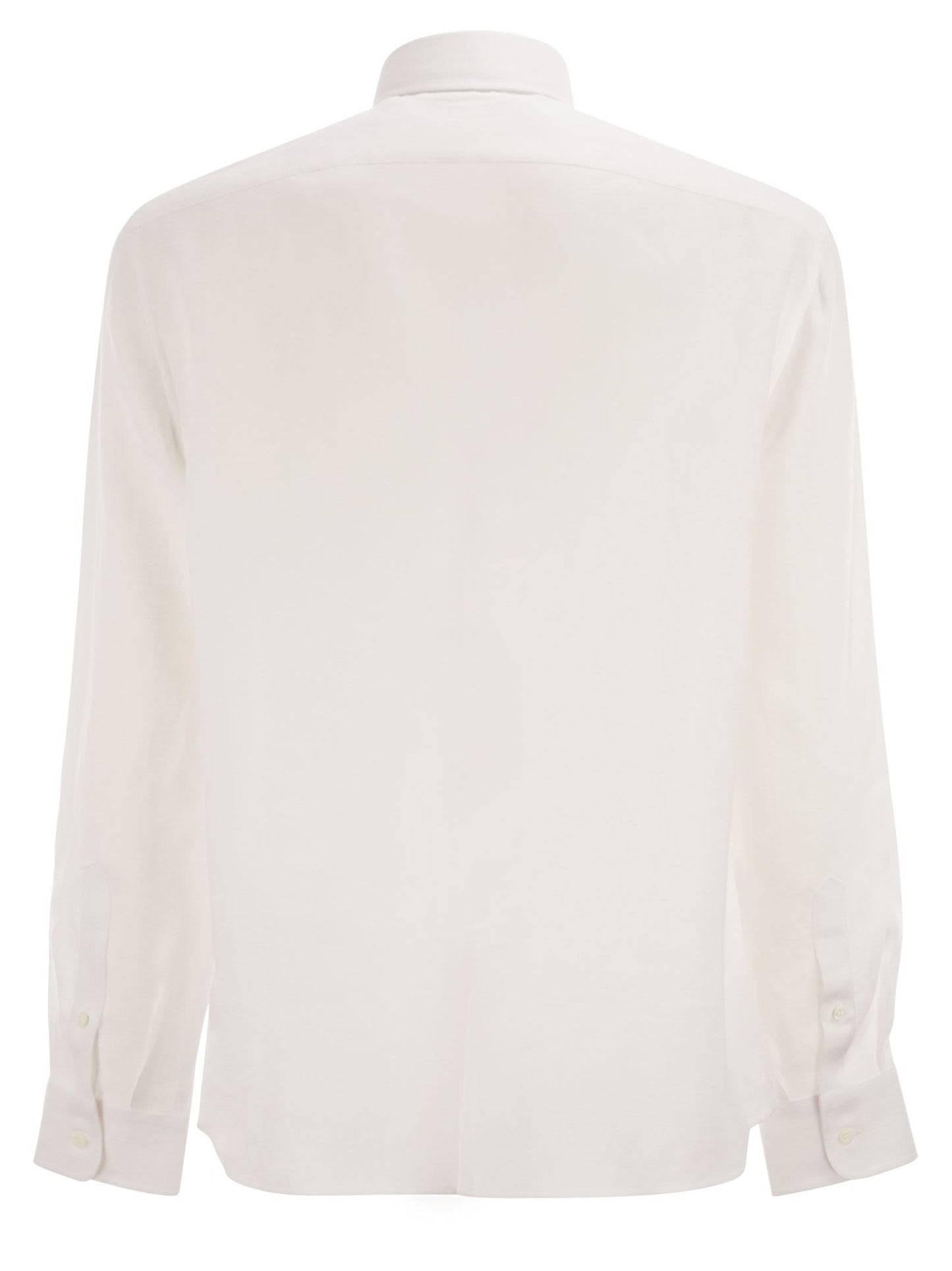 Brunello Cucinelli Men Easy Fit Linen Shirt With French Collar BRUNELLO CUCINELLI