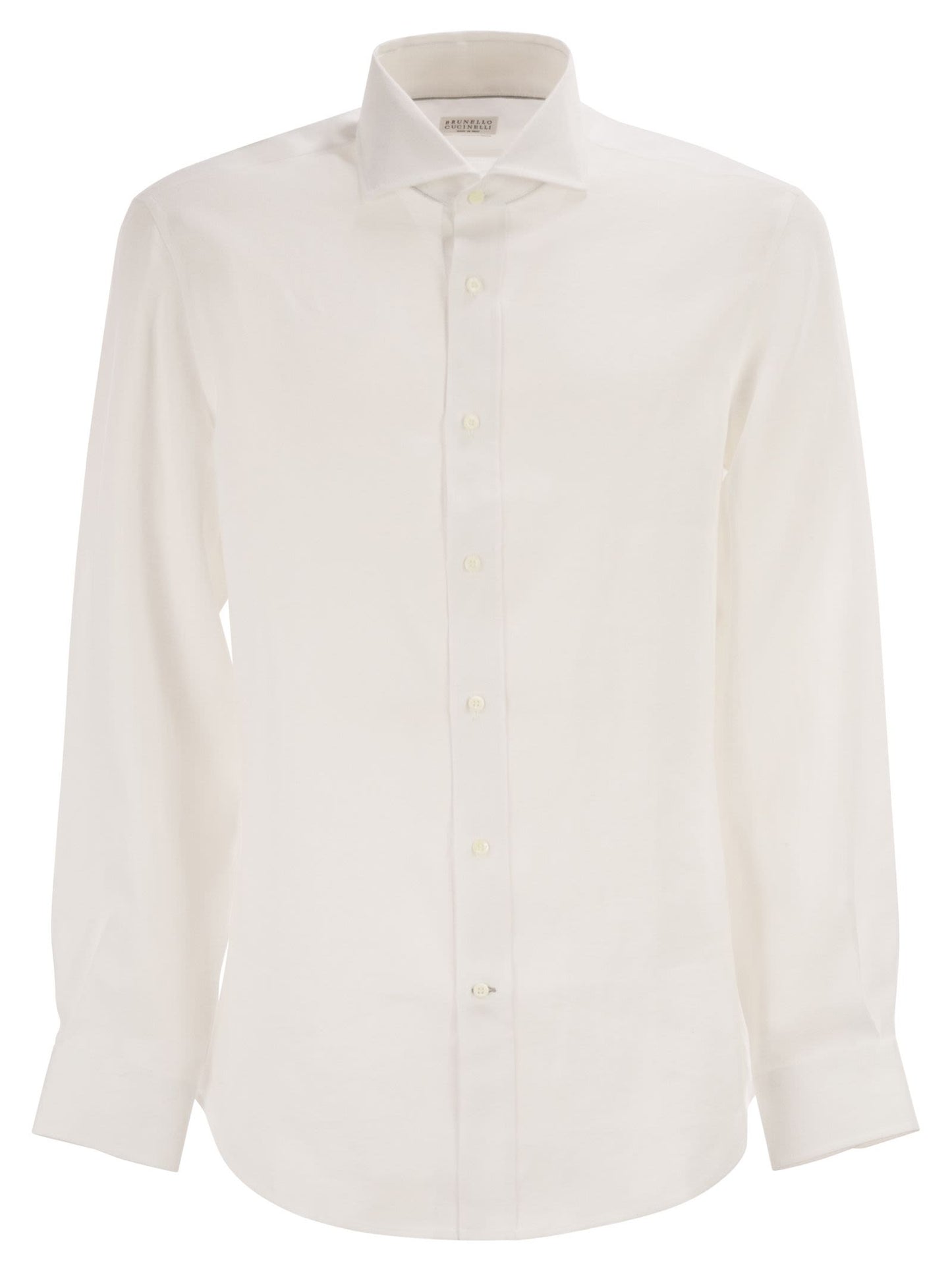 Brunello Cucinelli Men Easy Fit Linen Shirt With French Collar BRUNELLO CUCINELLI