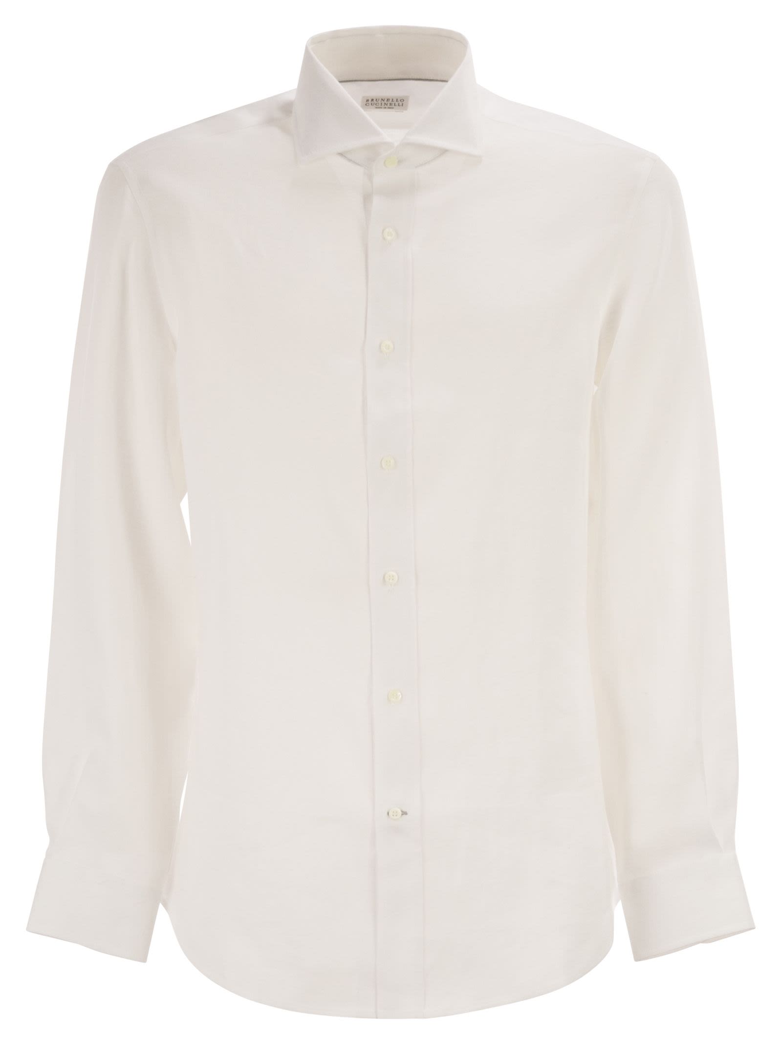 Brunello Cucinelli Men Easy Fit Linen Shirt With French Collar BRUNELLO CUCINELLI