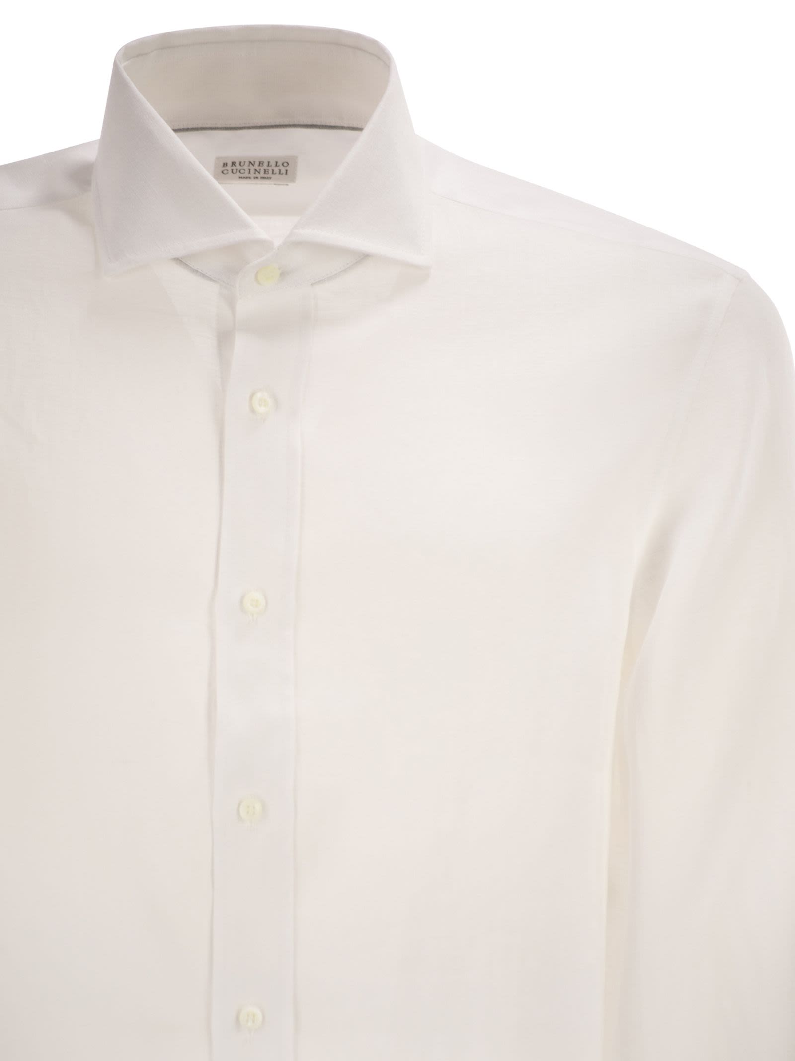 Brunello Cucinelli Men Easy Fit Linen Shirt With French Collar BRUNELLO CUCINELLI
