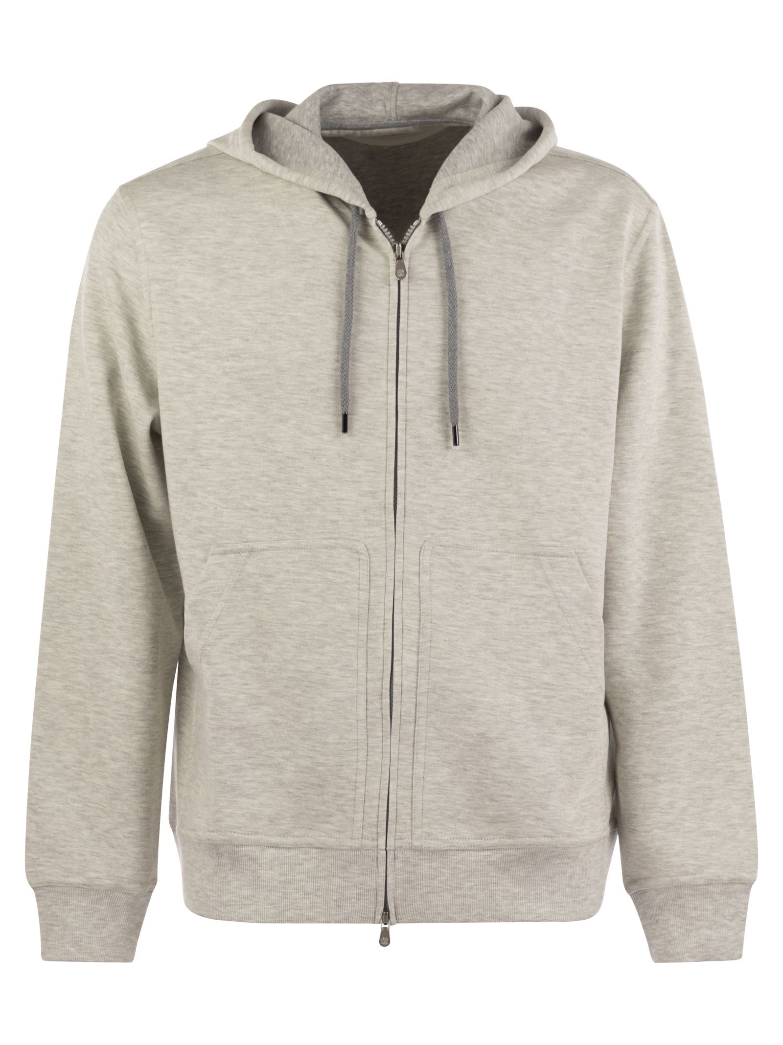 Brunello Cucinelli Men Cotton, Cashmere And Silk Fleece Zipped Topwear BRUNELLO CUCINELLI