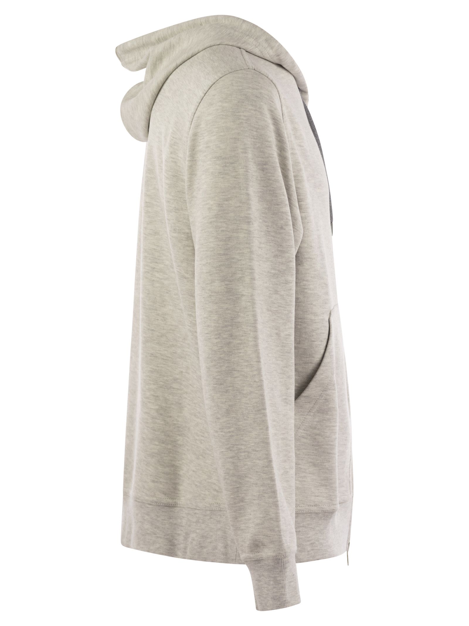 Brunello Cucinelli Men Cotton, Cashmere And Silk Fleece Zipped Topwear BRUNELLO CUCINELLI