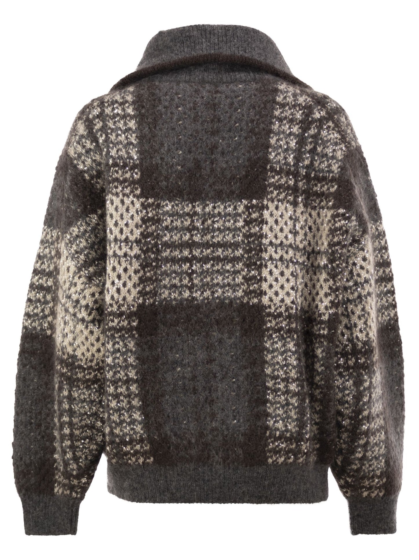 Brunello Cucinelli Women Jacquard Knit Bomber Cardigan With Sequins
