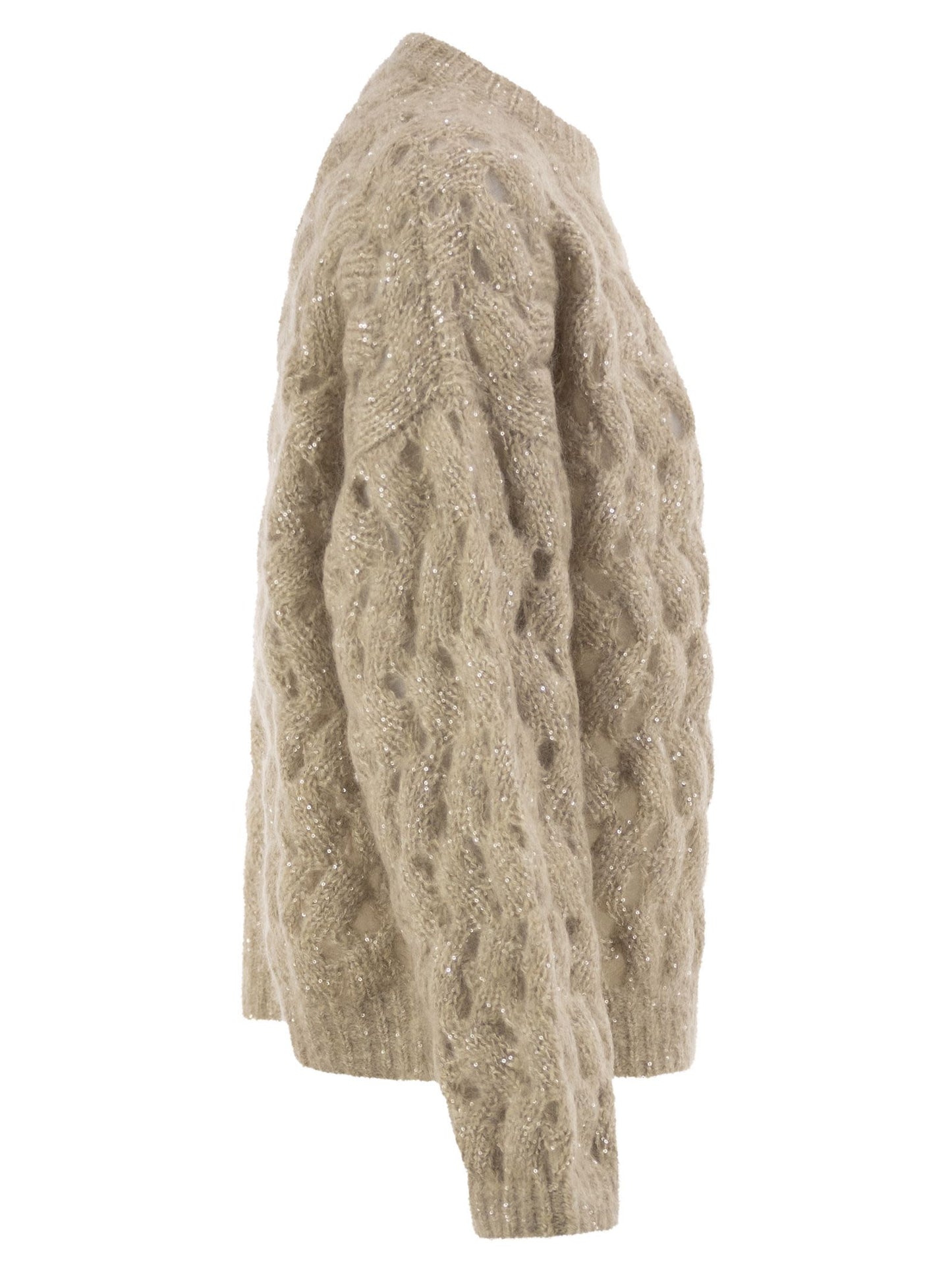 Brunello Cucinelli Women Openwork Mohair Sweater With Sequins BRUNELLO CUCINELLI