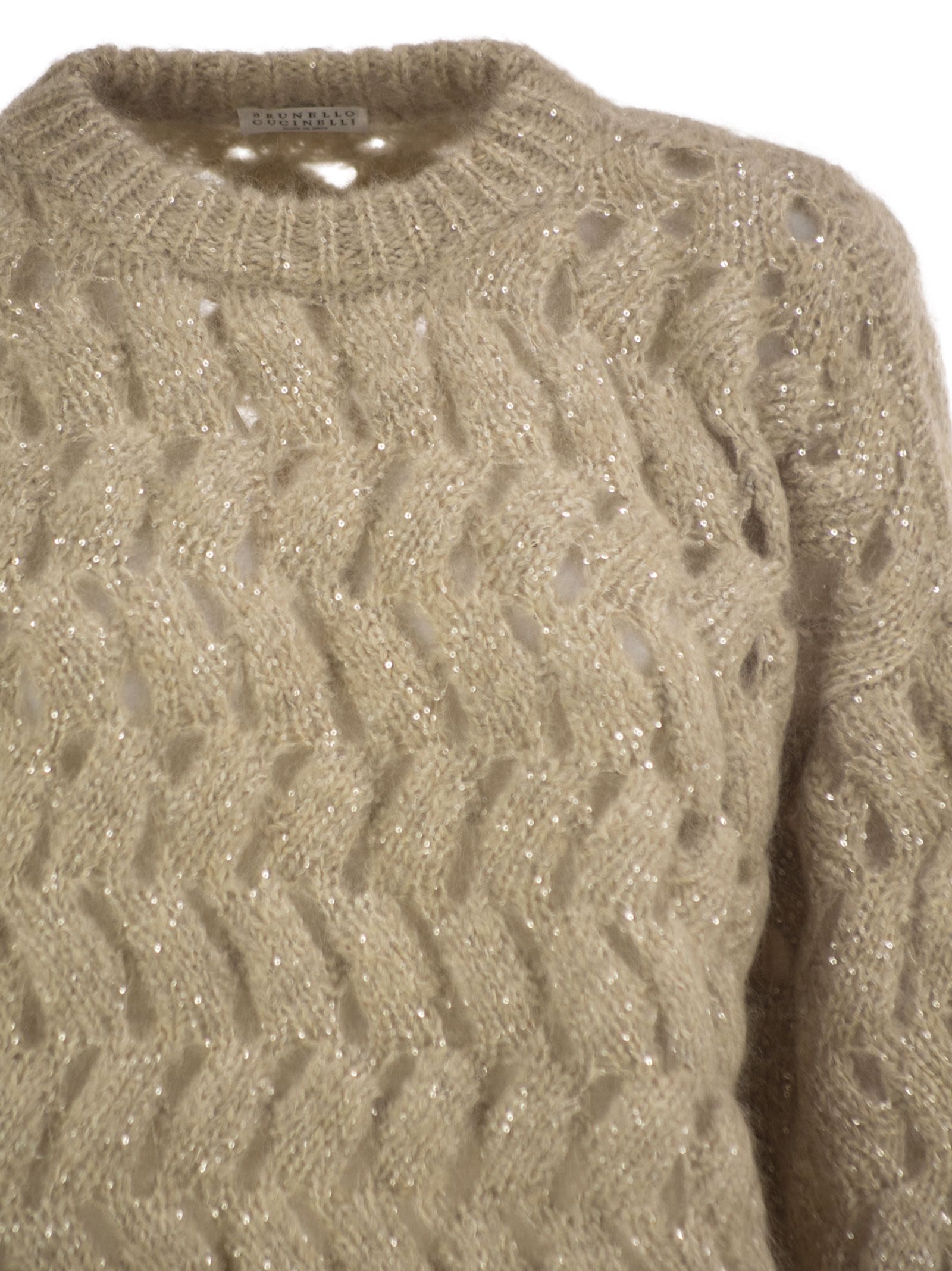 Brunello Cucinelli Women Openwork Mohair Sweater With Sequins BRUNELLO CUCINELLI