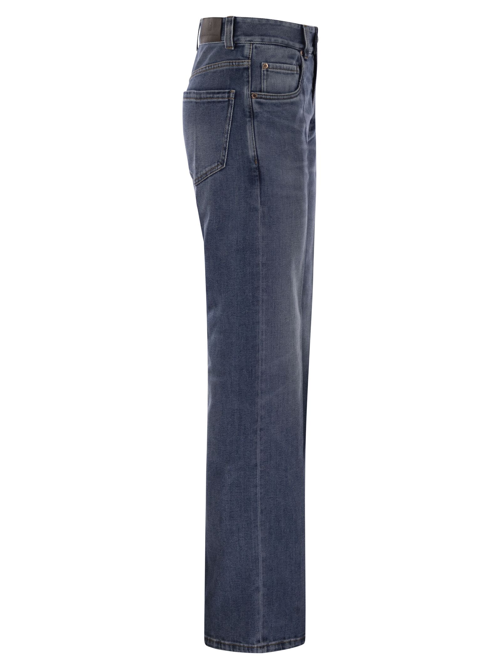 Brunello Cucinelli Women Contemporary Loose Trousers In Comfort Cotton Denim With Jewellery BRUNELLO CUCINELLI