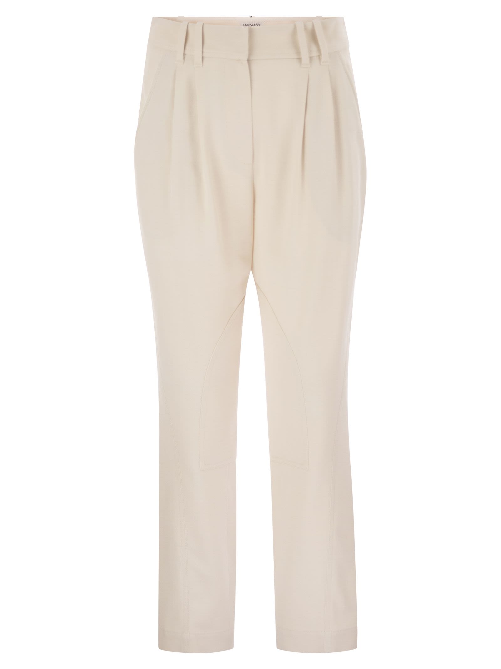 Brunello Cucinelli Women Stretch Viscose-Wool Twill Equestrian Trousers With Jewellery BRUNELLO CUCINELLI