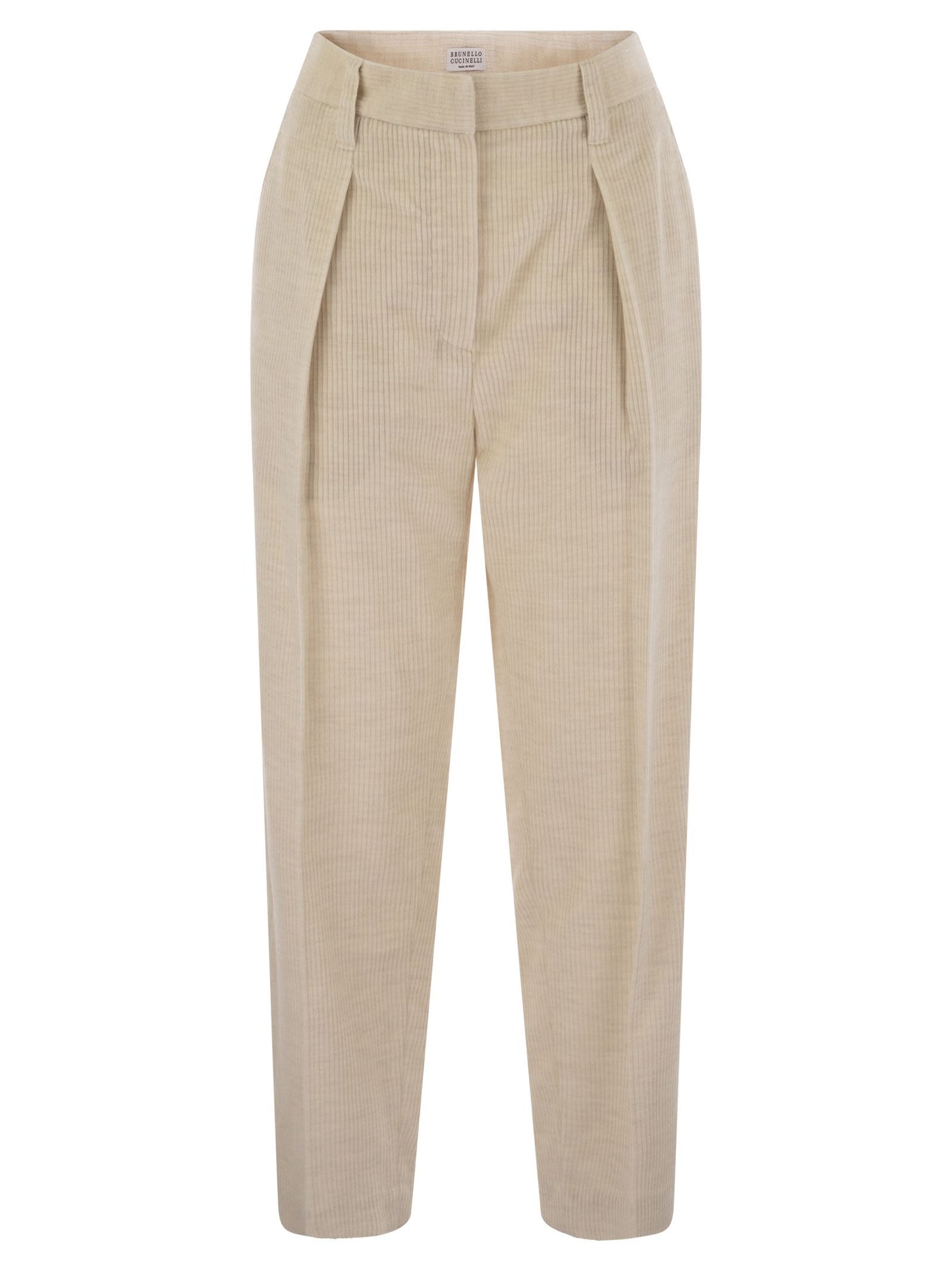 Brunello Cucinelli Women Striped Canvas Trousers In Viscose And Comfort Cotton With Necklace BRUNELLO CUCINELLI