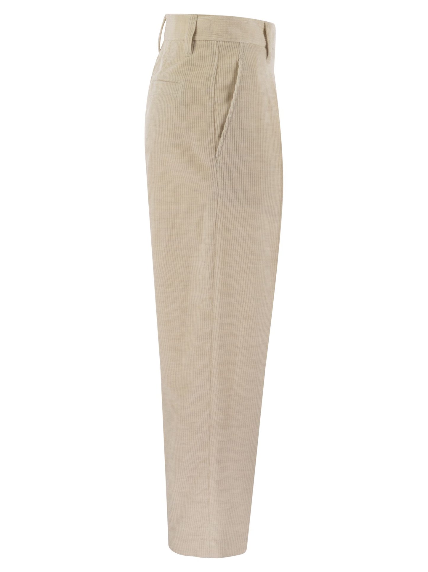 Brunello Cucinelli Women Striped Canvas Trousers In Viscose And Comfort Cotton With Necklace BRUNELLO CUCINELLI