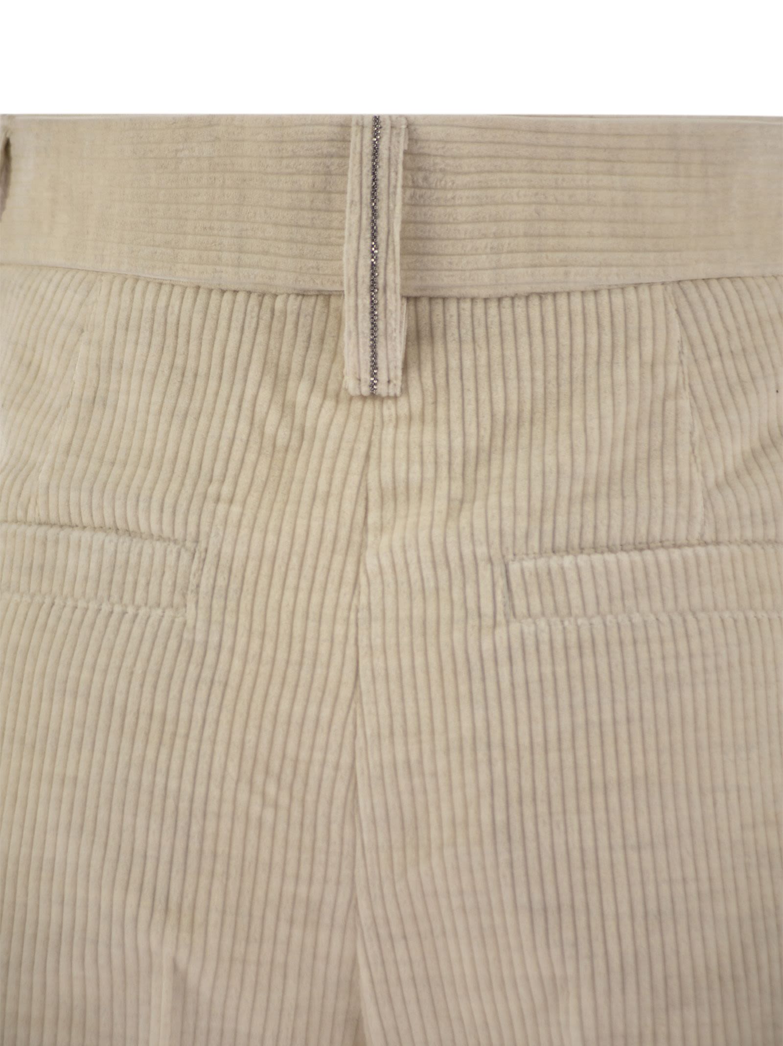 Brunello Cucinelli Women Striped Canvas Trousers In Viscose And Comfort Cotton With Necklace BRUNELLO CUCINELLI