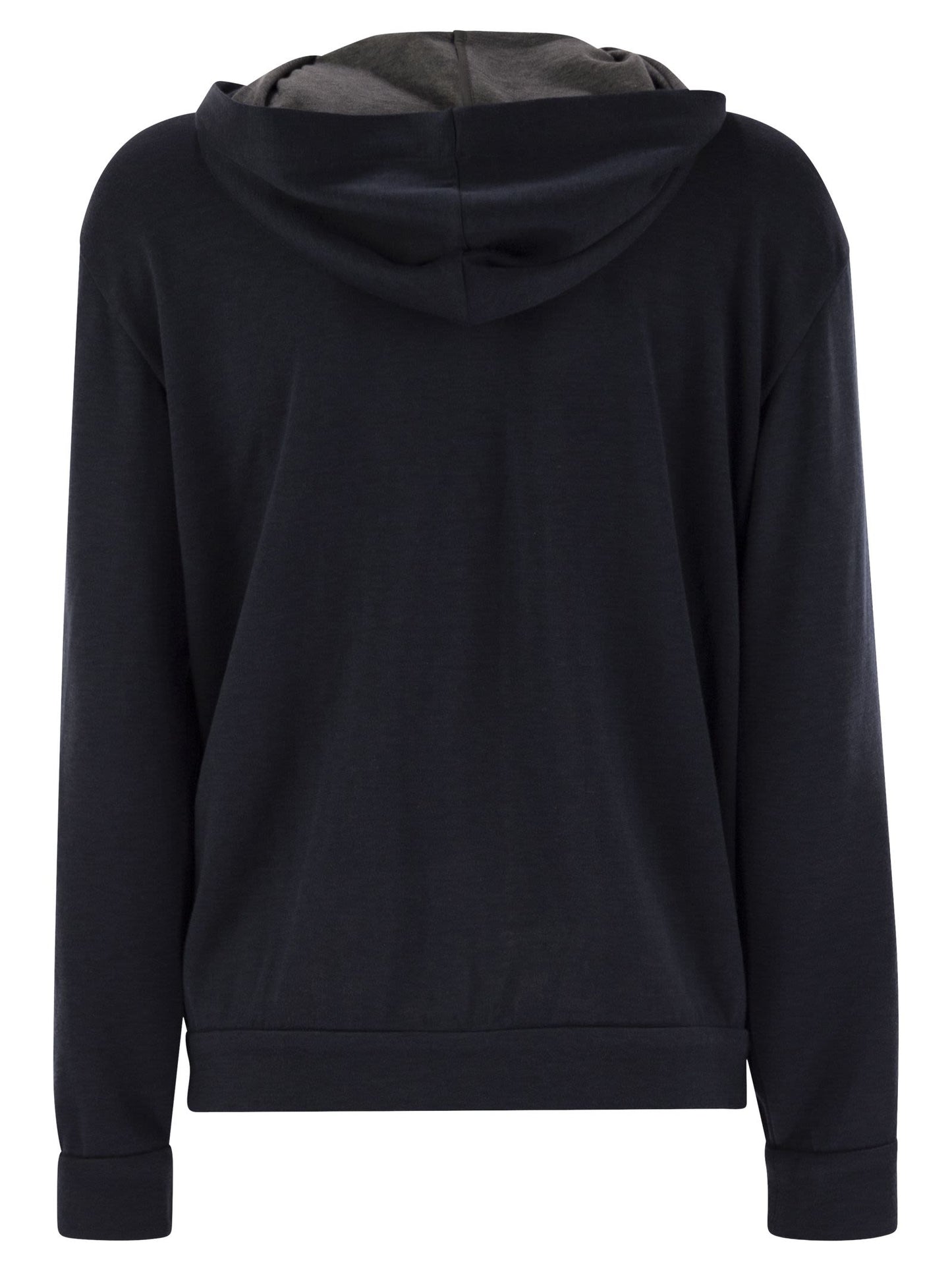 Brunello Cucinelli Women Cotton And Silk Interlock Hooded Topwear With Precious Stripe BRUNELLO CUCINELLI