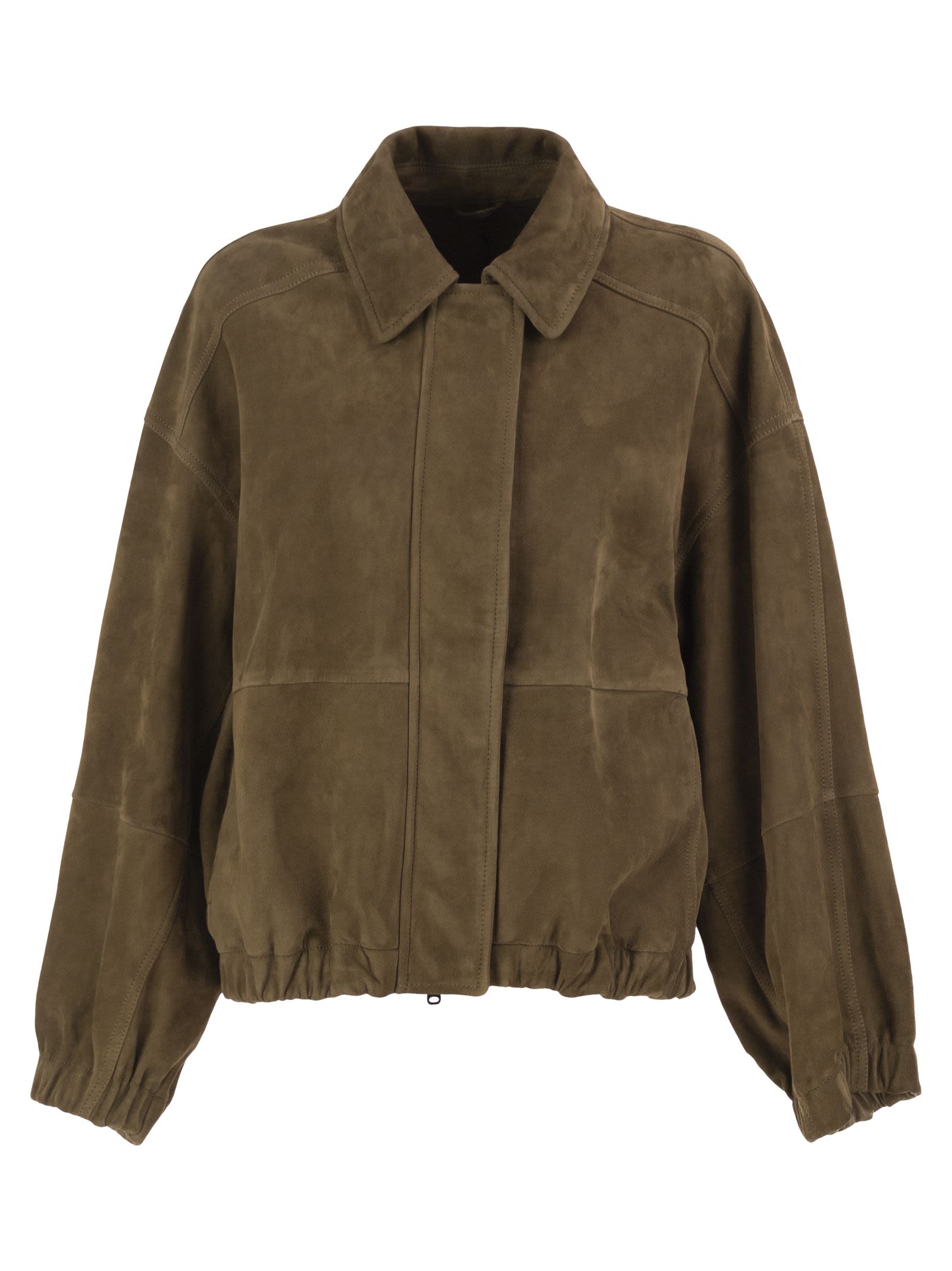 Brunello Cucinelli Women Suede Leather Bomber Jacket BRUNELLO CUCINELLI