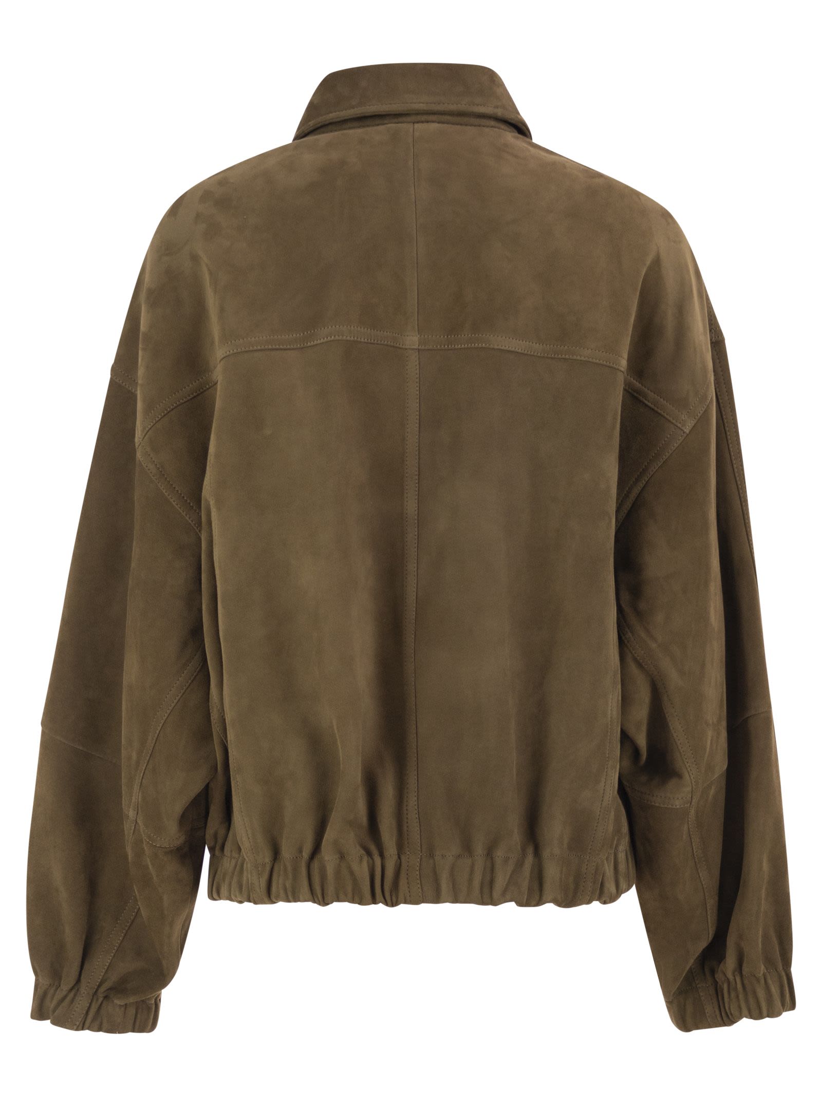 Brunello Cucinelli Women Suede Leather Bomber Jacket BRUNELLO CUCINELLI