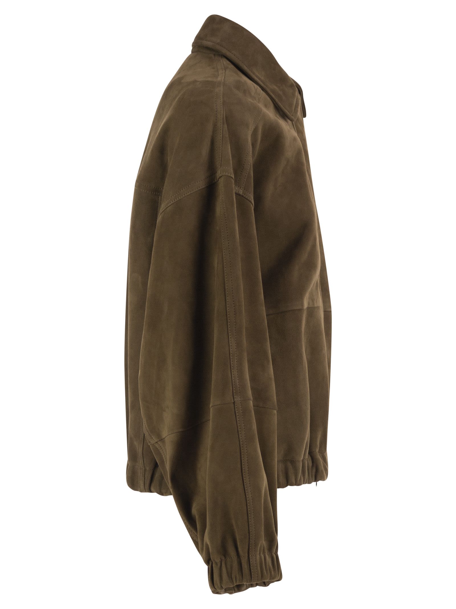 Brunello Cucinelli Women Suede Leather Bomber Jacket BRUNELLO CUCINELLI