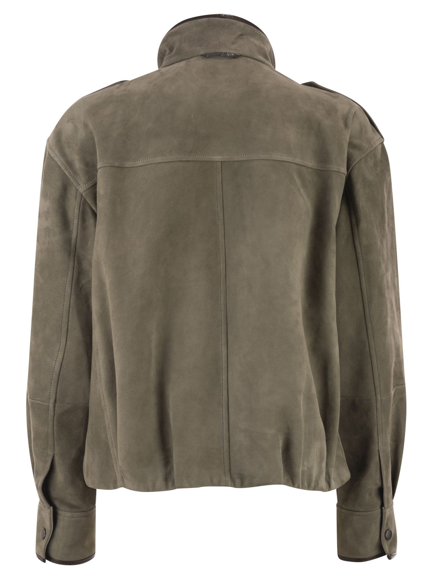 Brunello Cucinelli Women Suede Utility Jacket With Patch Pockets BRUNELLO CUCINELLI