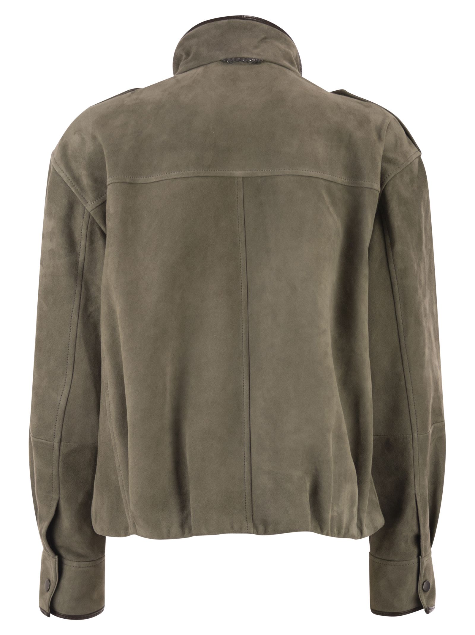 Brunello Cucinelli Women Suede Utility Jacket With Patch Pockets BRUNELLO CUCINELLI