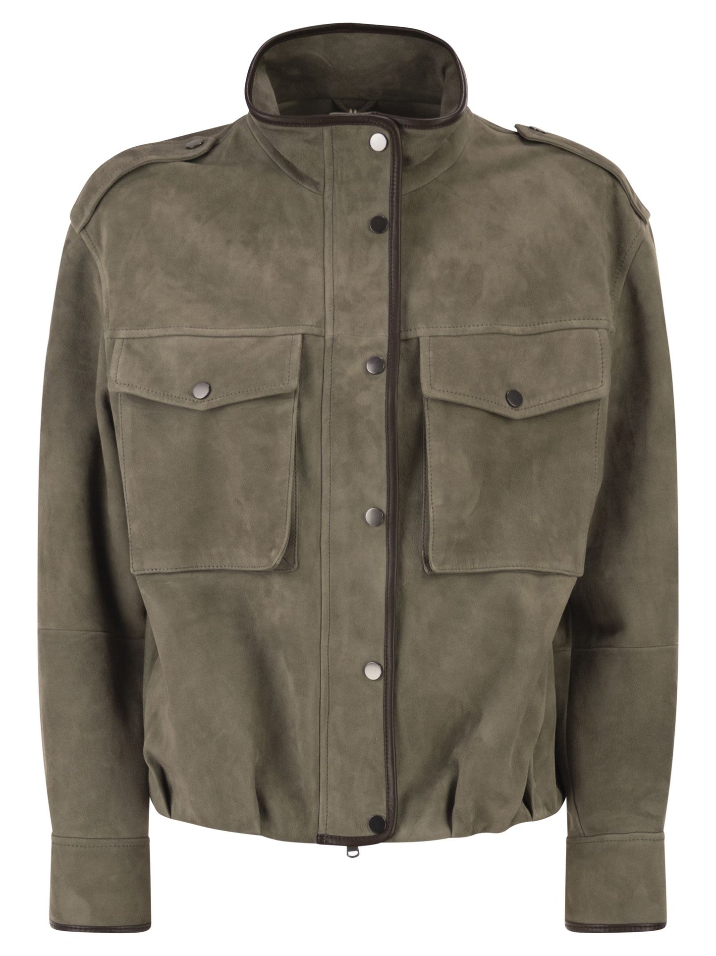 Brunello Cucinelli Women Suede Utility Jacket With Patch Pockets BRUNELLO CUCINELLI