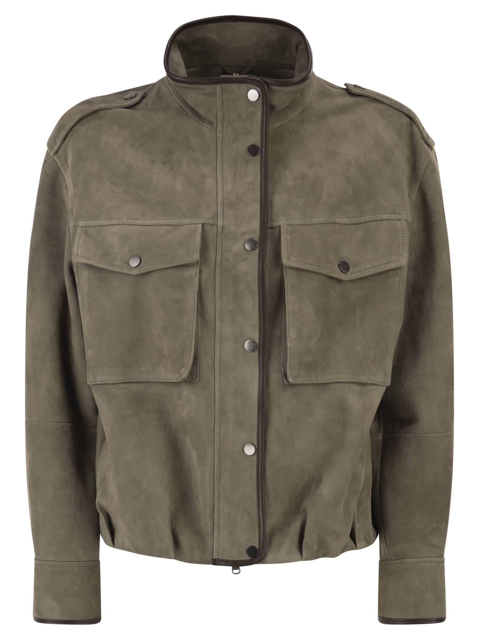 Brunello Cucinelli Women Suede Utility Jacket With Patch Pockets BRUNELLO CUCINELLI