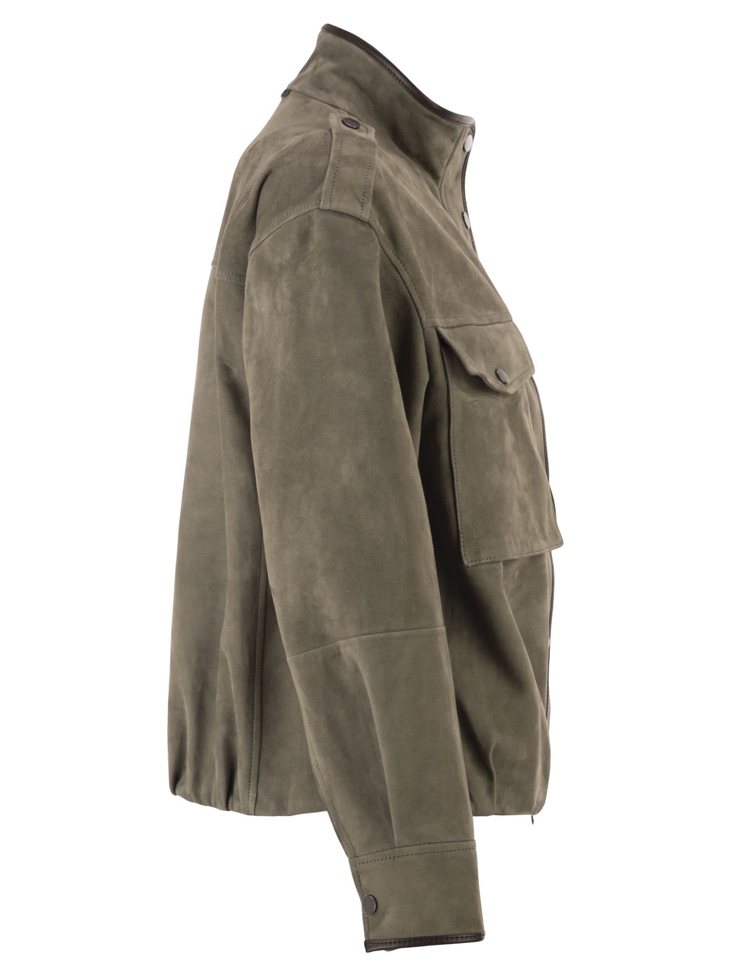 Brunello Cucinelli Women Suede Utility Jacket With Patch Pockets BRUNELLO CUCINELLI