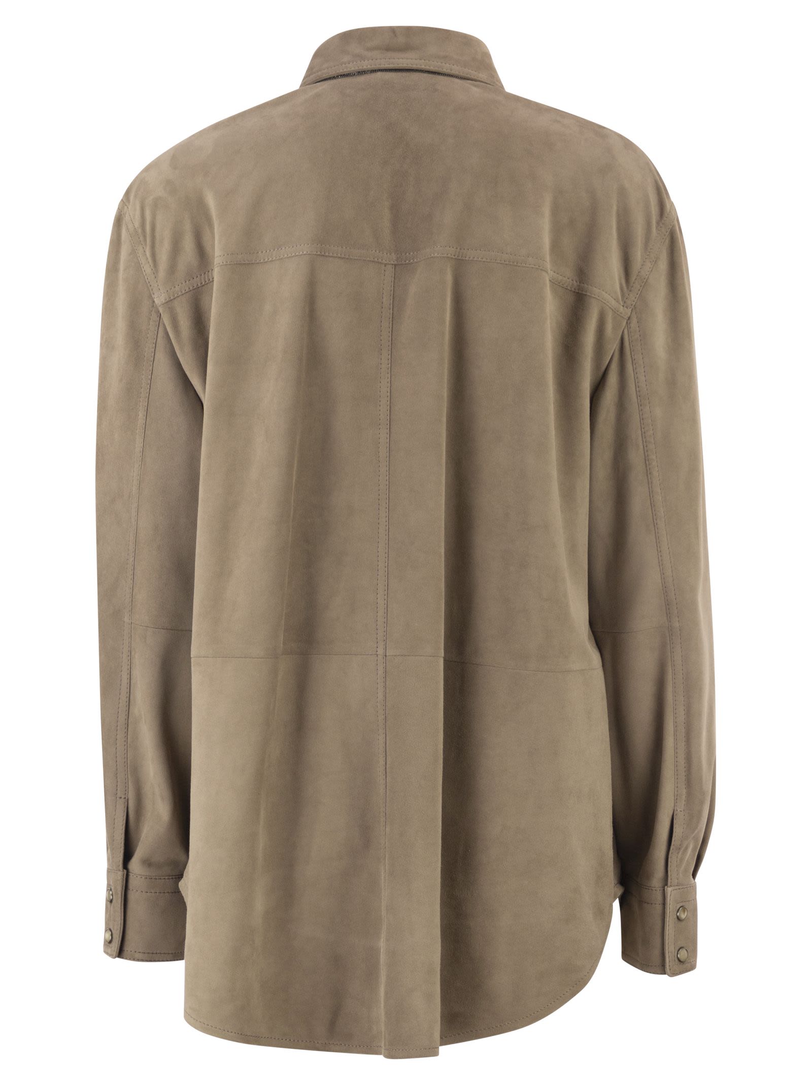 Brunello Cucinelli Women Suede Overshirt With Patch Pockets BRUNELLO CUCINELLI