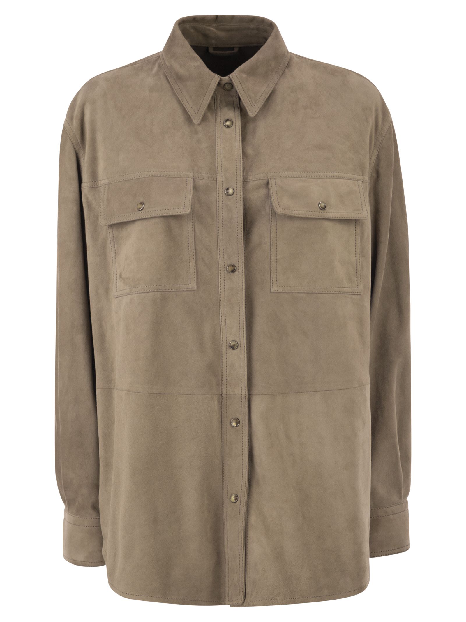Brunello Cucinelli Women Suede Overshirt With Patch Pockets BRUNELLO CUCINELLI