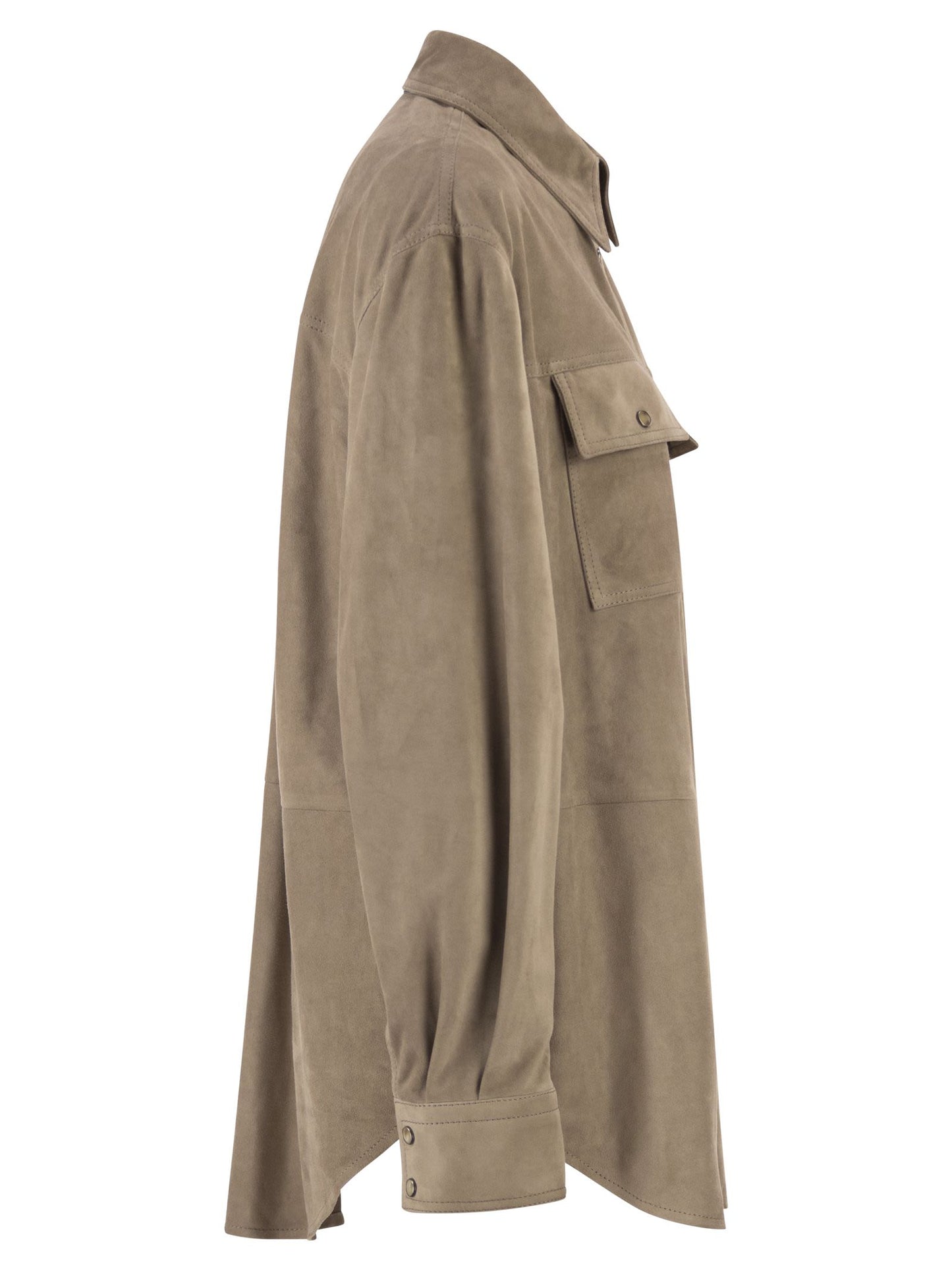 Brunello Cucinelli Women Suede Overshirt With Patch Pockets BRUNELLO CUCINELLI
