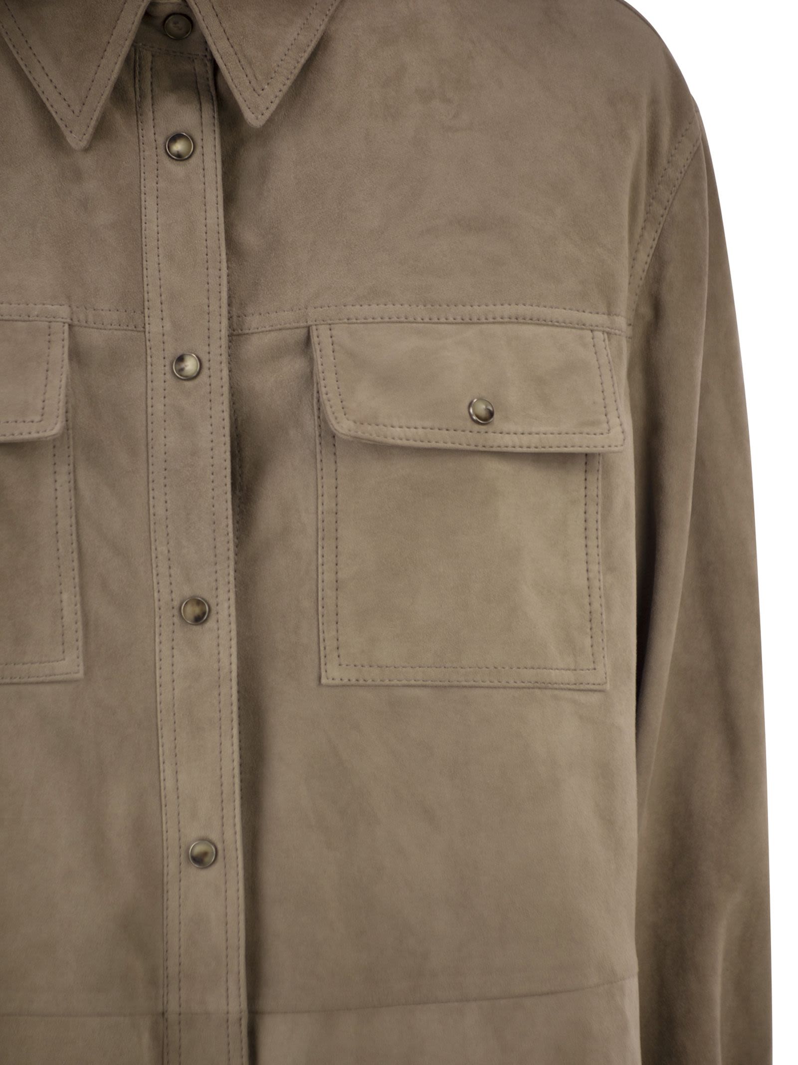 Brunello Cucinelli Women Suede Overshirt With Patch Pockets BRUNELLO CUCINELLI