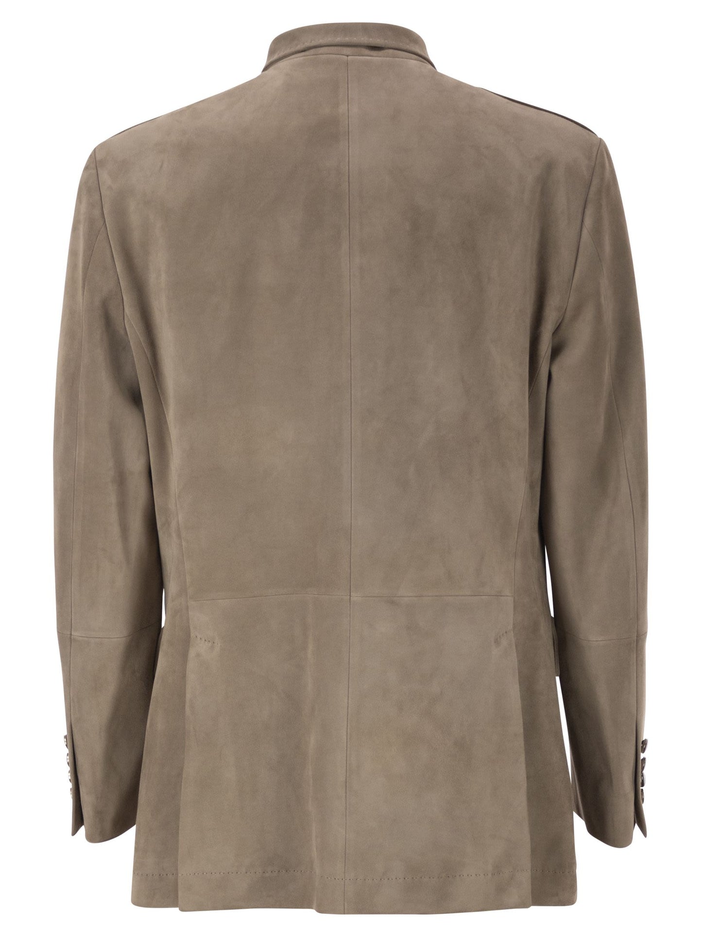 Brunello Cucinelli Men Suede Leather Safari Jacket With Patch Pockets BRUNELLO CUCINELLI