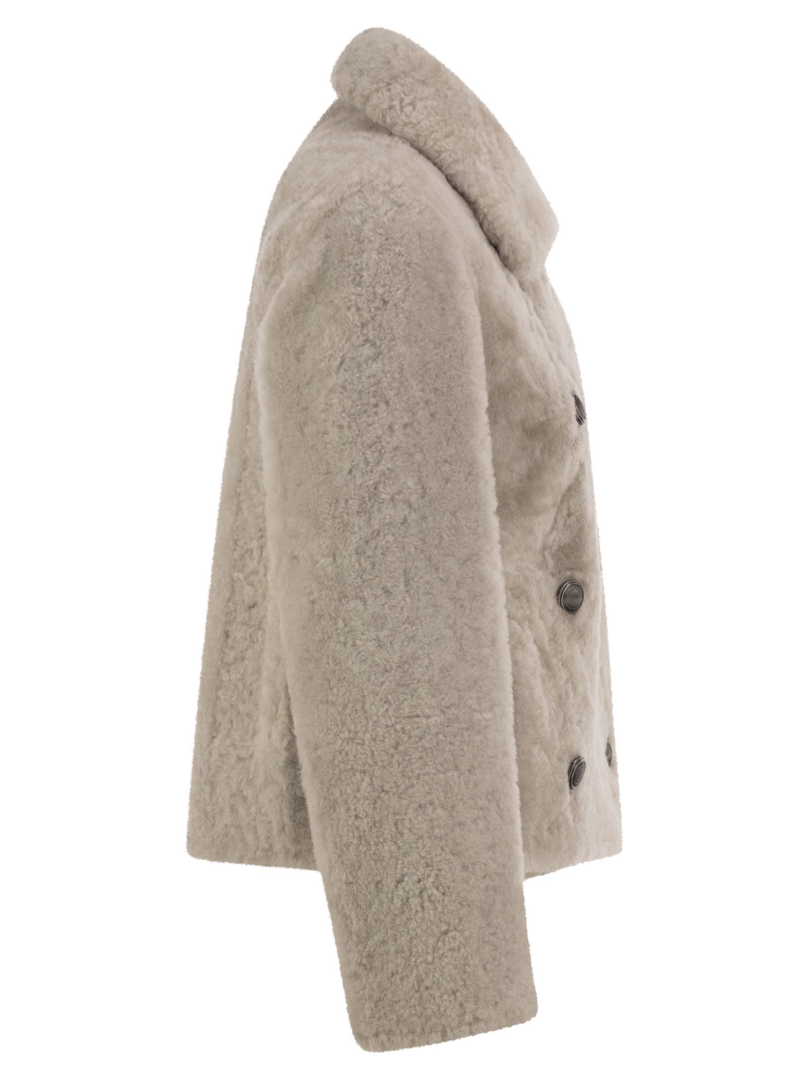 Brunello Cucinelli Women Double-Breasted Shearling Jacket BRUNELLO CUCINELLI