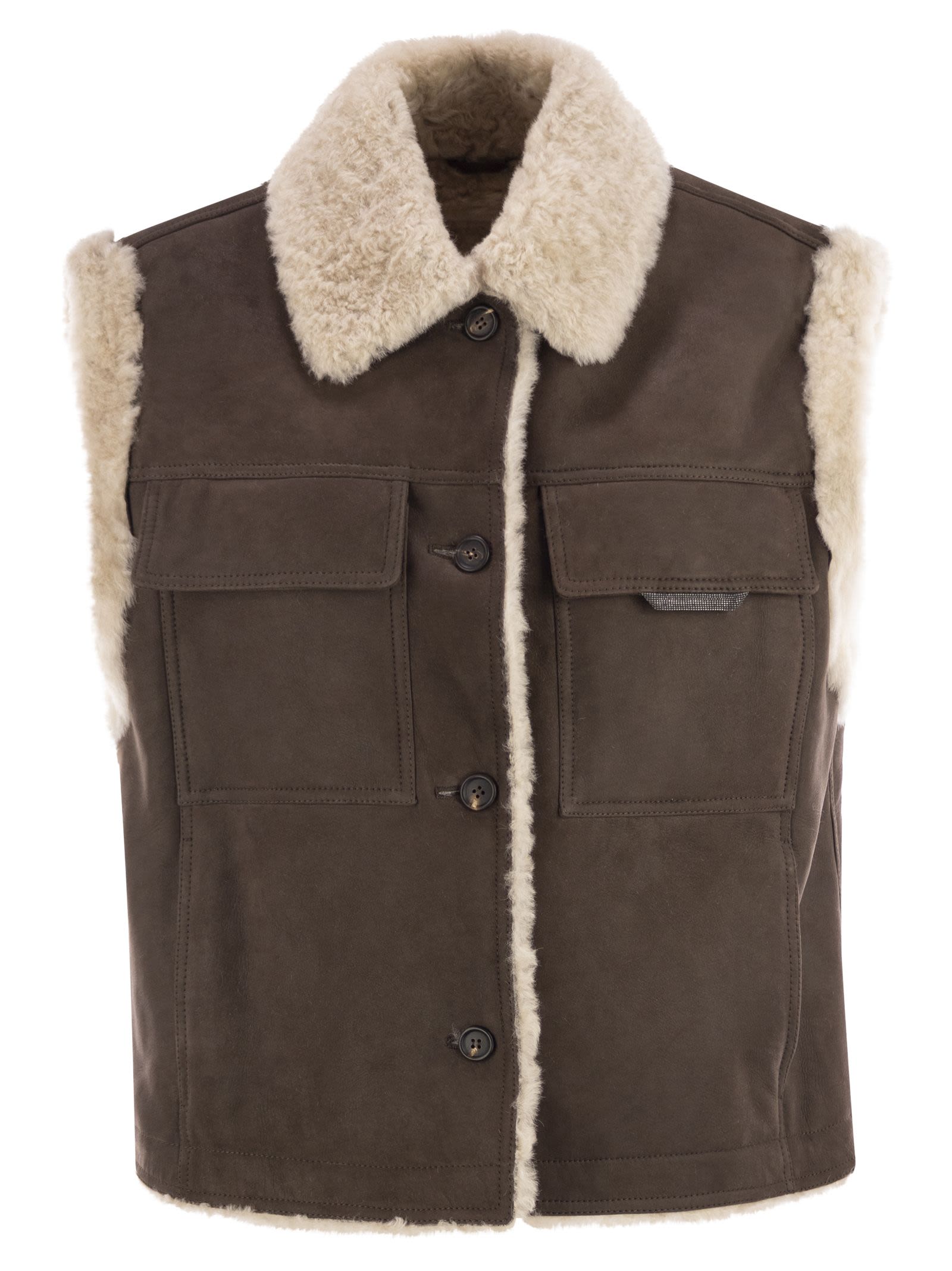 Brunello Cucinelli Women Sleeveless Shearling Outerwear BRUNELLO CUCINELLI